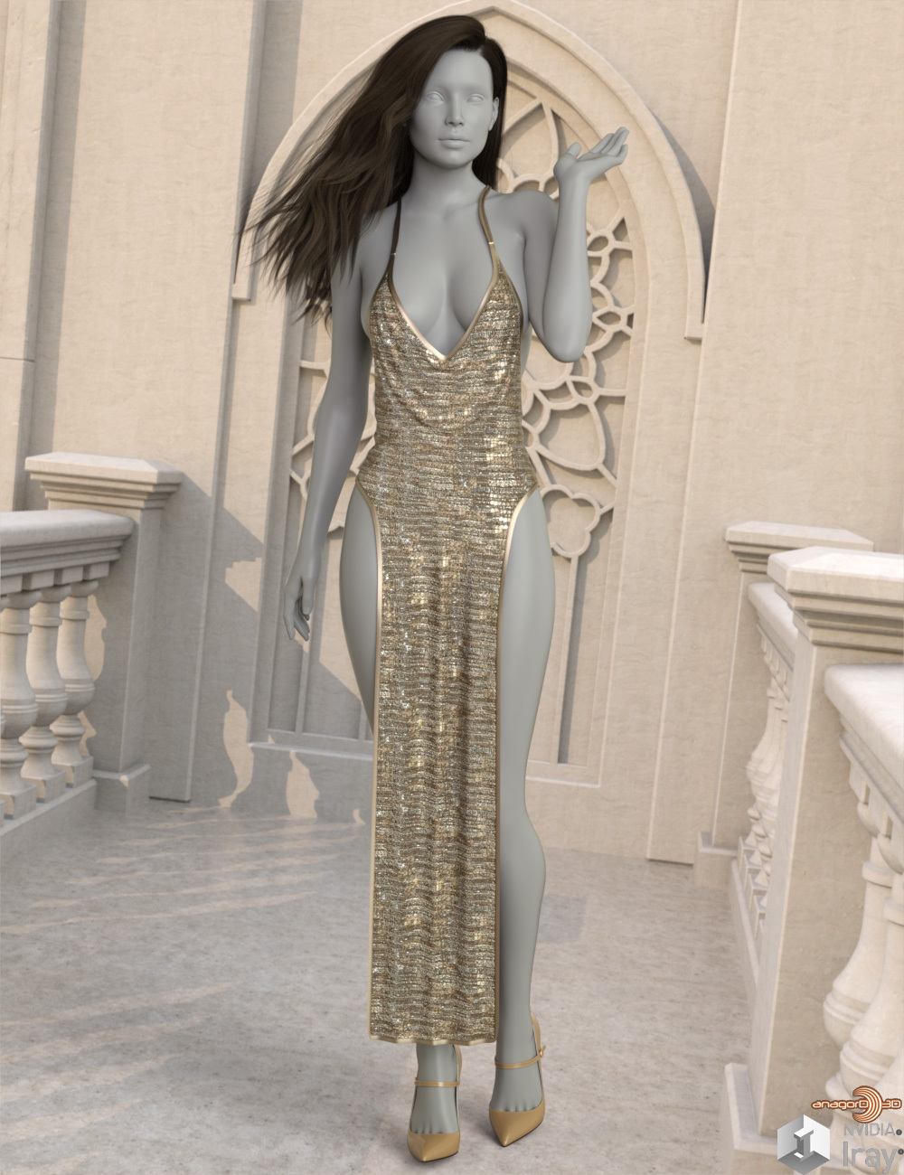 VERSUS - Exnem dForce Cocktail Dress D for Genesis 8 Female by: Anagord, 3D Models by Daz 3D