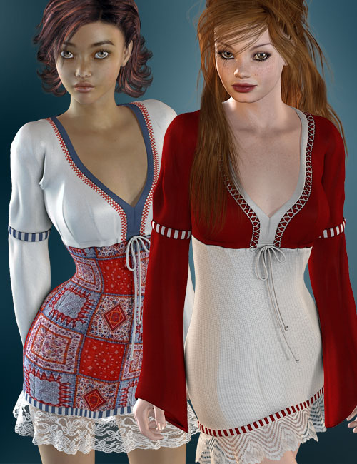 Frangipani Dress for V4 by: MadaThorneSarsa, 3D Models by Daz 3D