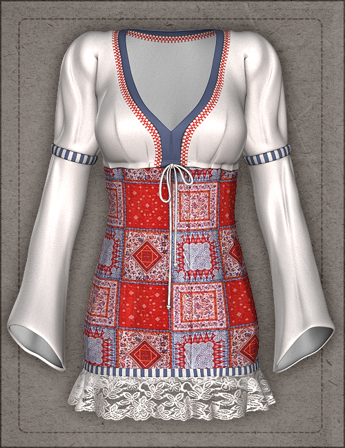 Frangipani Dress for V4 by: MadaThorneSarsa, 3D Models by Daz 3D