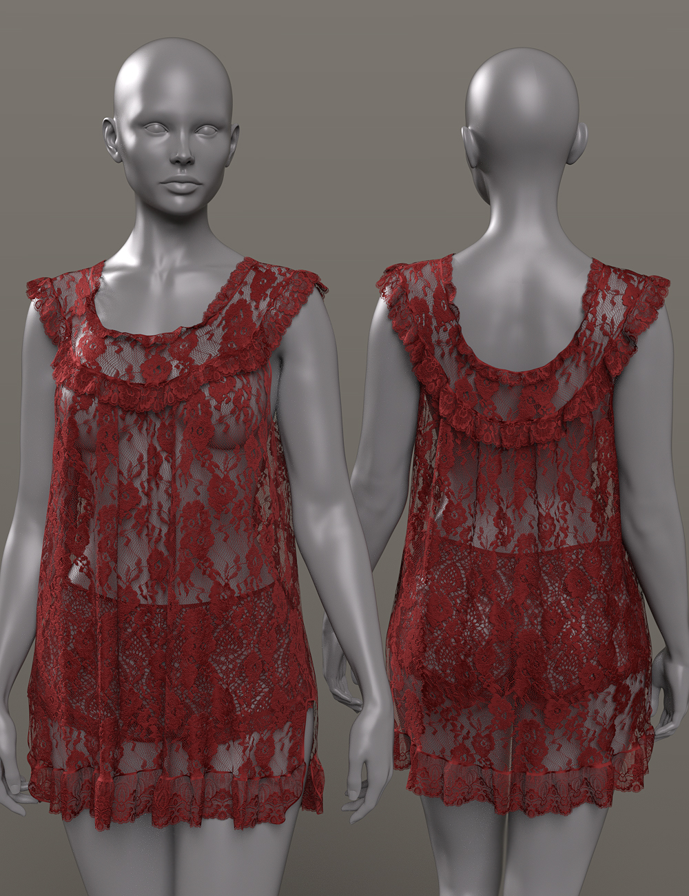 InStyle - dForce Sugar n Satin Baby Doll Nightie Set for Genesis 9 and 8 Female Add-On