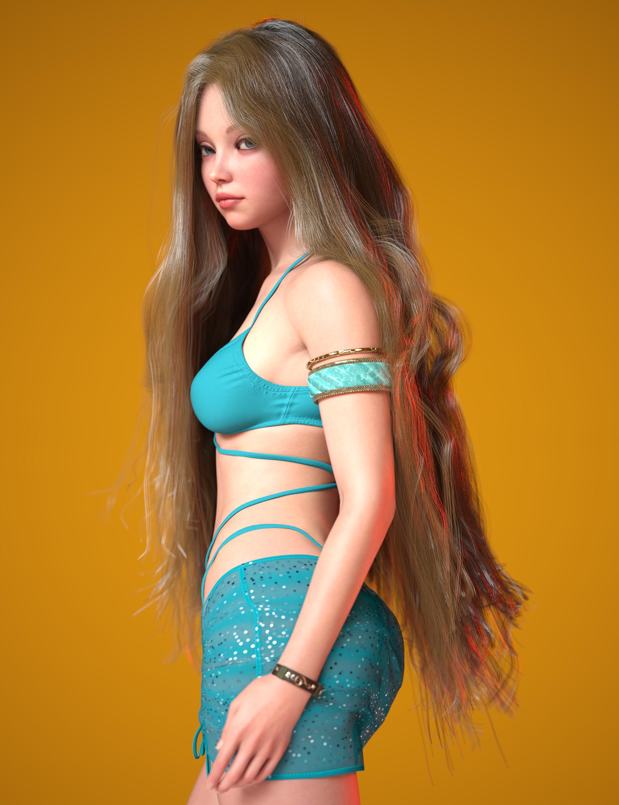 dForce Hollie Long Hair for Genesis 9 by: Neftis3D, 3D Models by Daz 3D