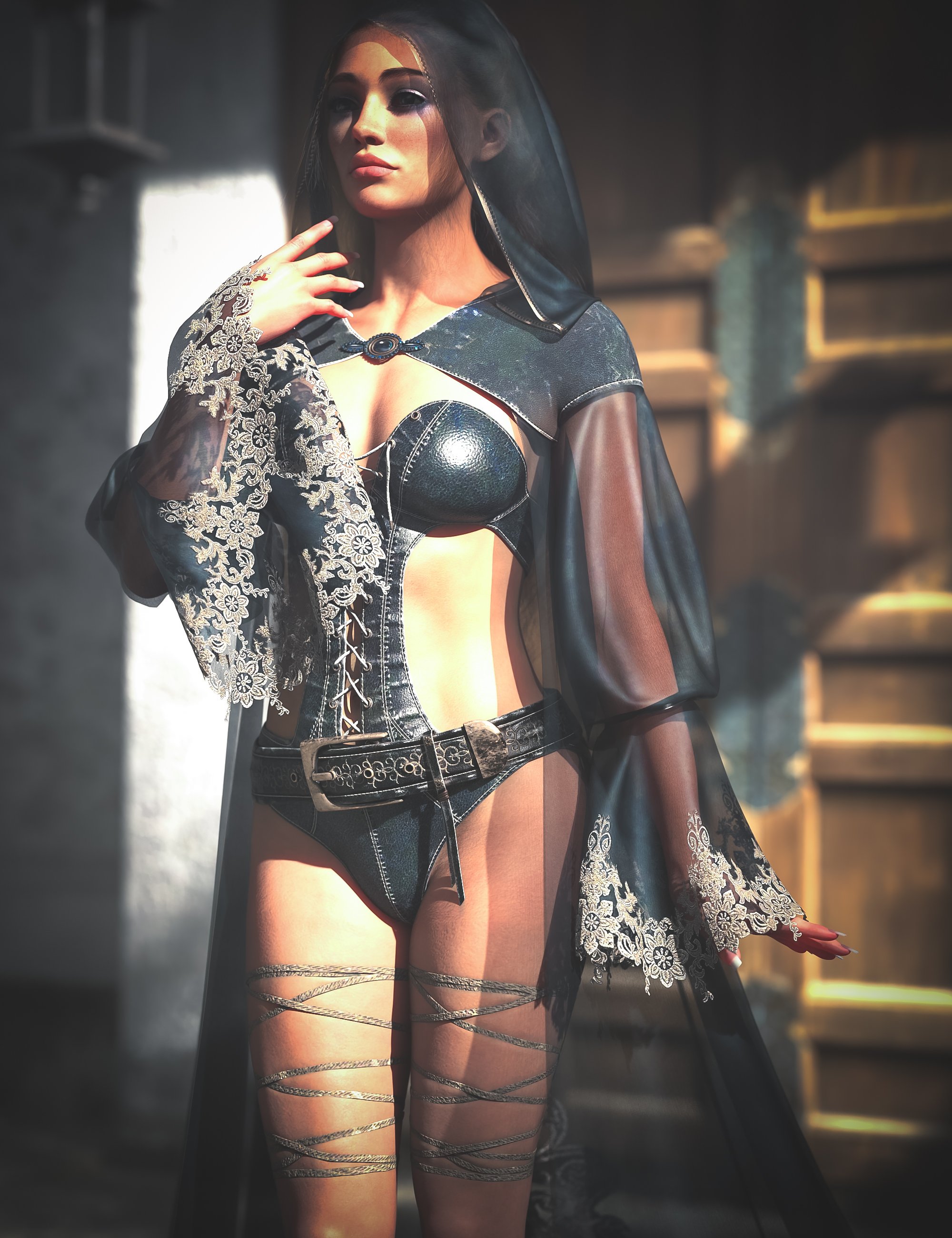 dForce CB Narel Clothing Set For Genesis 9 by: CynderBlue, 3D Models by Daz 3D