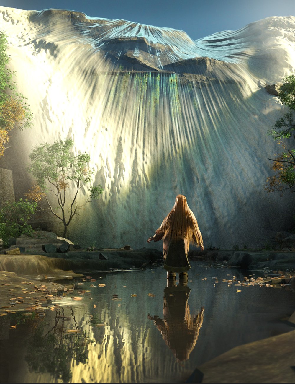 dForce Waterfall and Hair Prop by: Marshian, 3D Models by Daz 3D