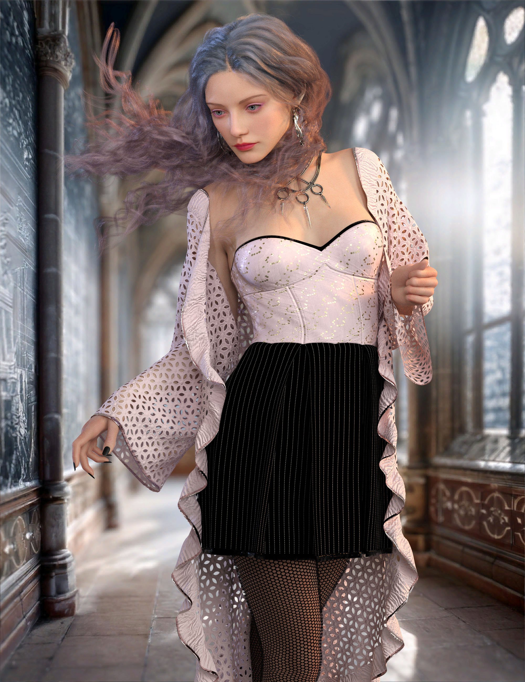 dForce Pastel Goth Outfit for Genesis 9 by: Nelmi, 3D Models by Daz 3D