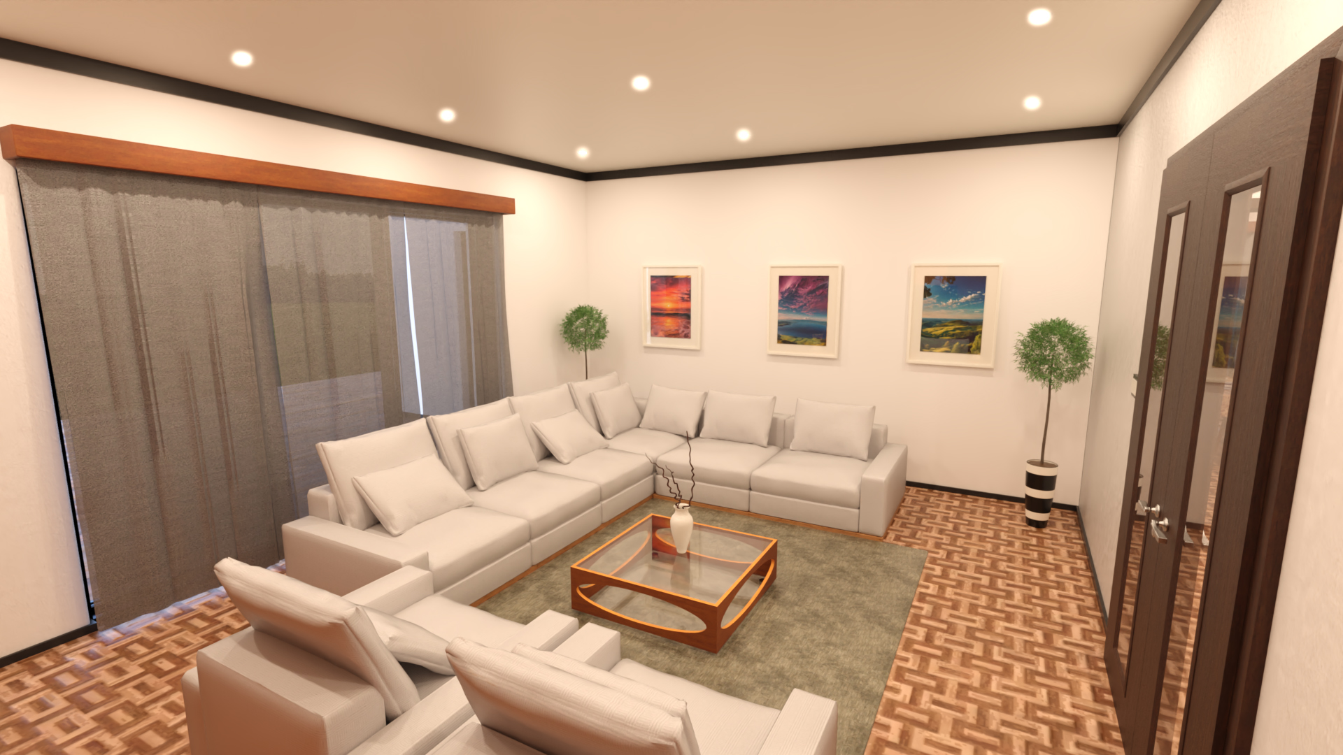 Modern Open Concept Living and Kitchen Space | Daz 3D