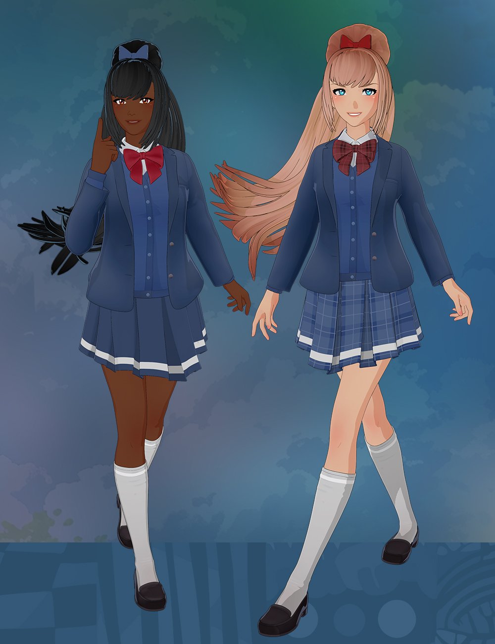 dForce Tensai School Uniform for Genesis 9 Toons by: Mada, 3D Models by Daz 3D