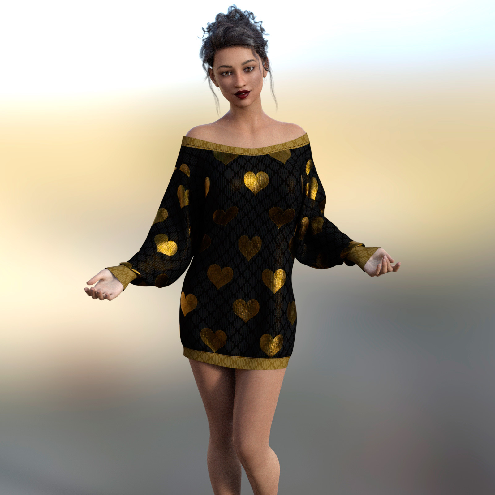 Night Rose for Roxy Sweatshirt Dress for G8Fx | Daz 3D