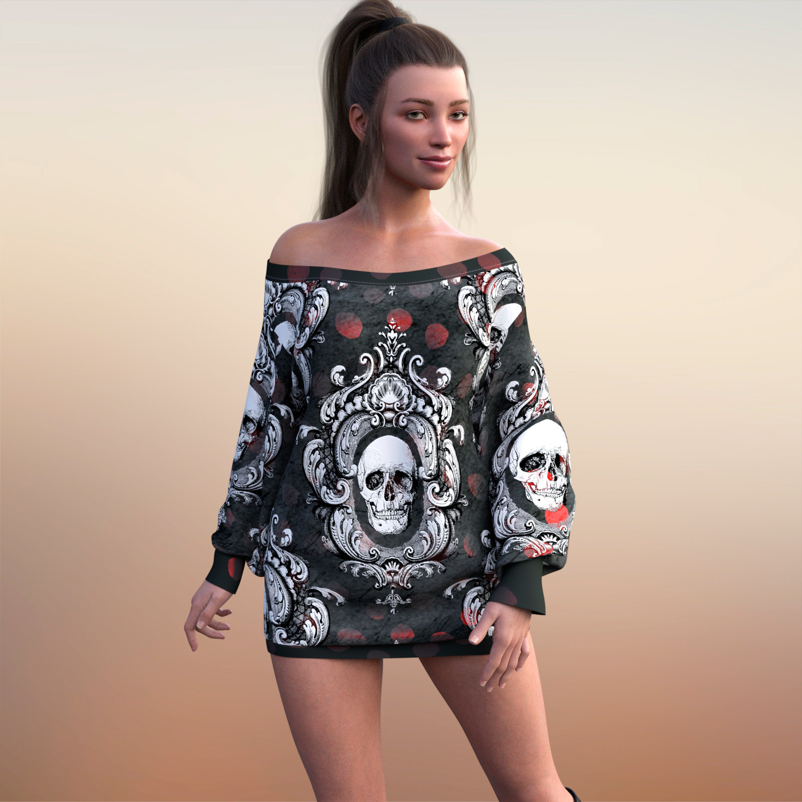Night Rose for Roxy Sweatshirt Dress for G8Fx | Daz 3D
