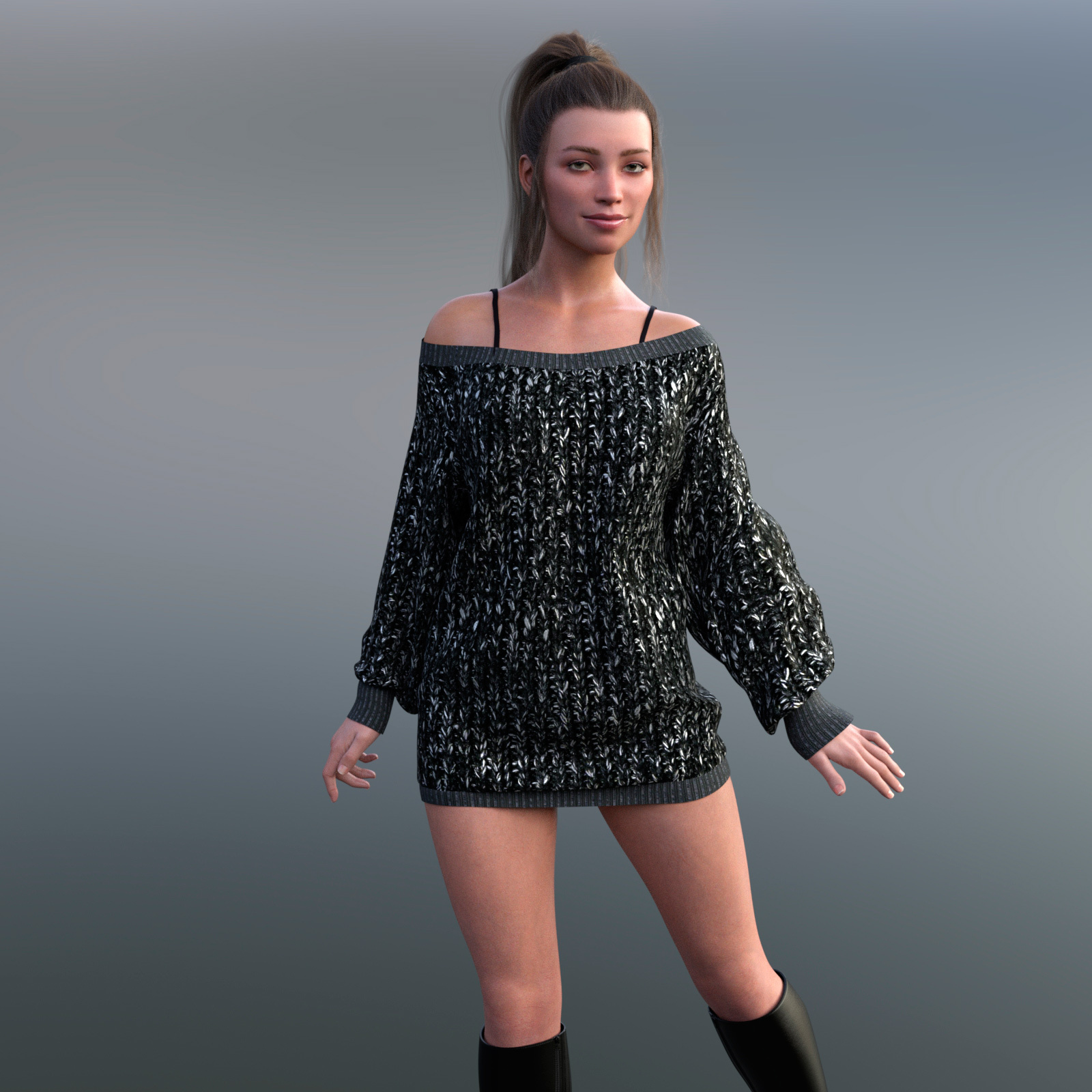 Night Rose for Roxy Sweatshirt Dress for G8Fx | Daz 3D
