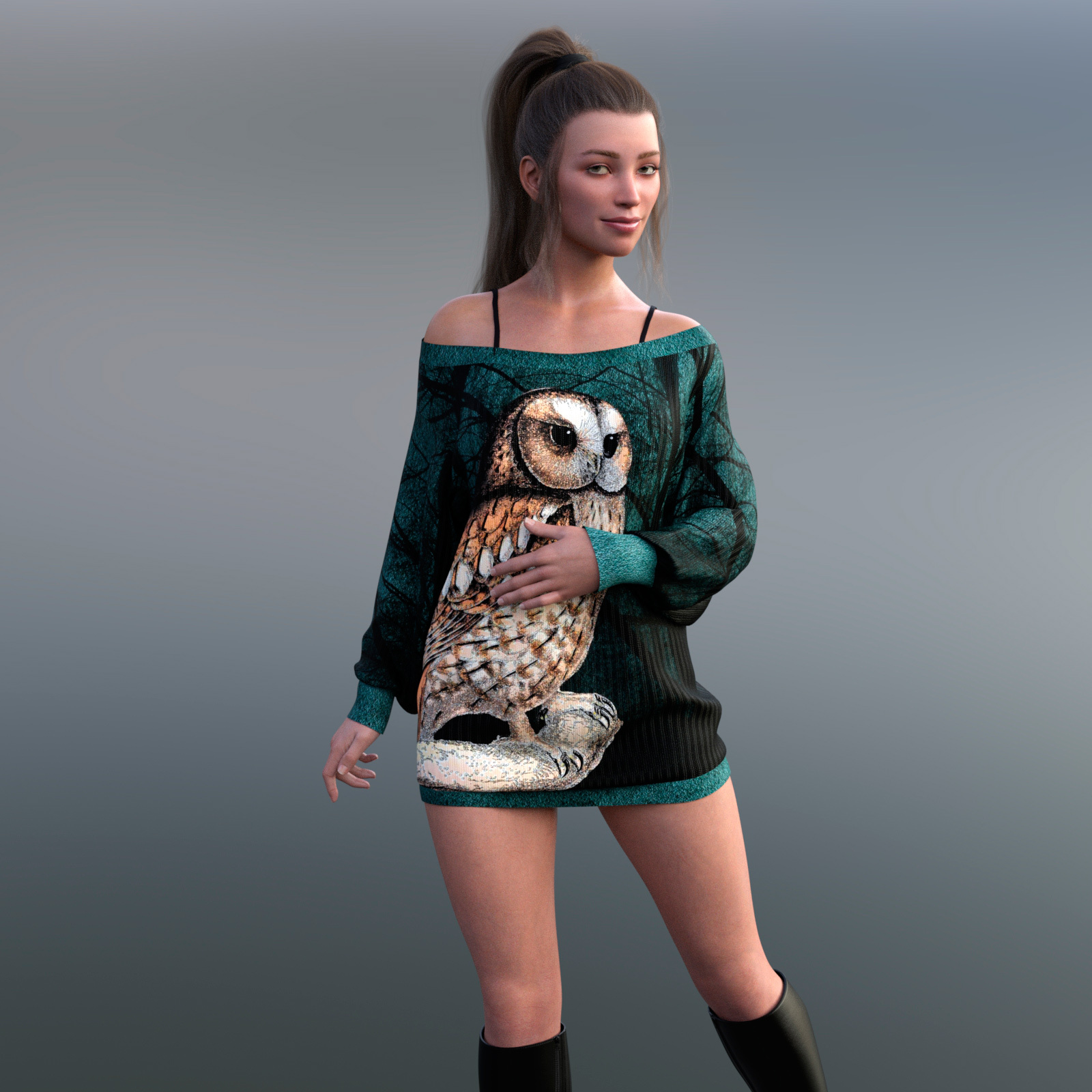 Night Rose for Roxy Sweatshirt Dress for G8Fx | Daz 3D
