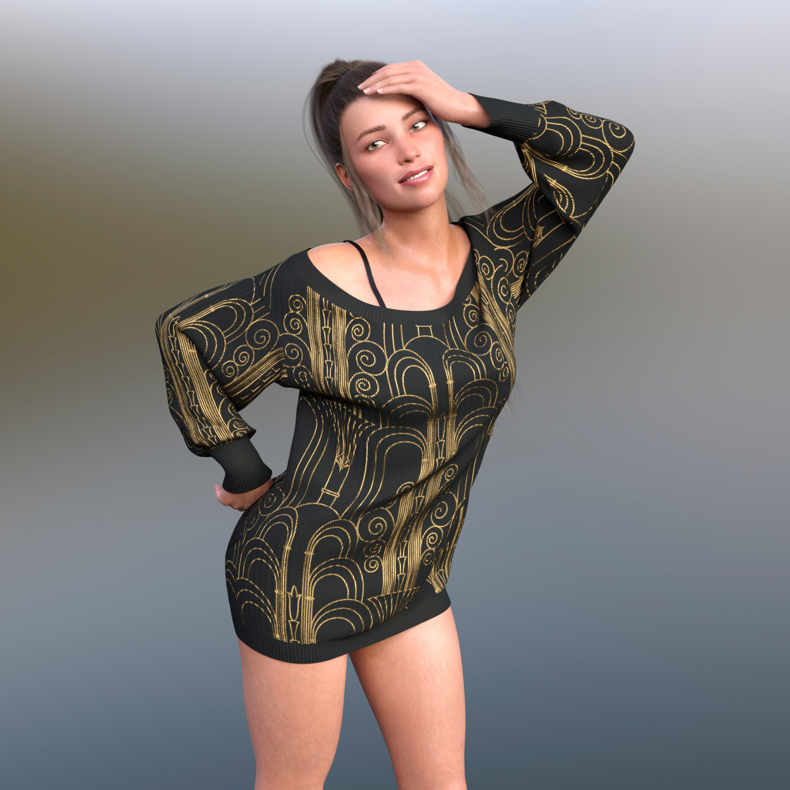 Night Rose for Roxy Sweatshirt Dress for G8Fx | Daz 3D