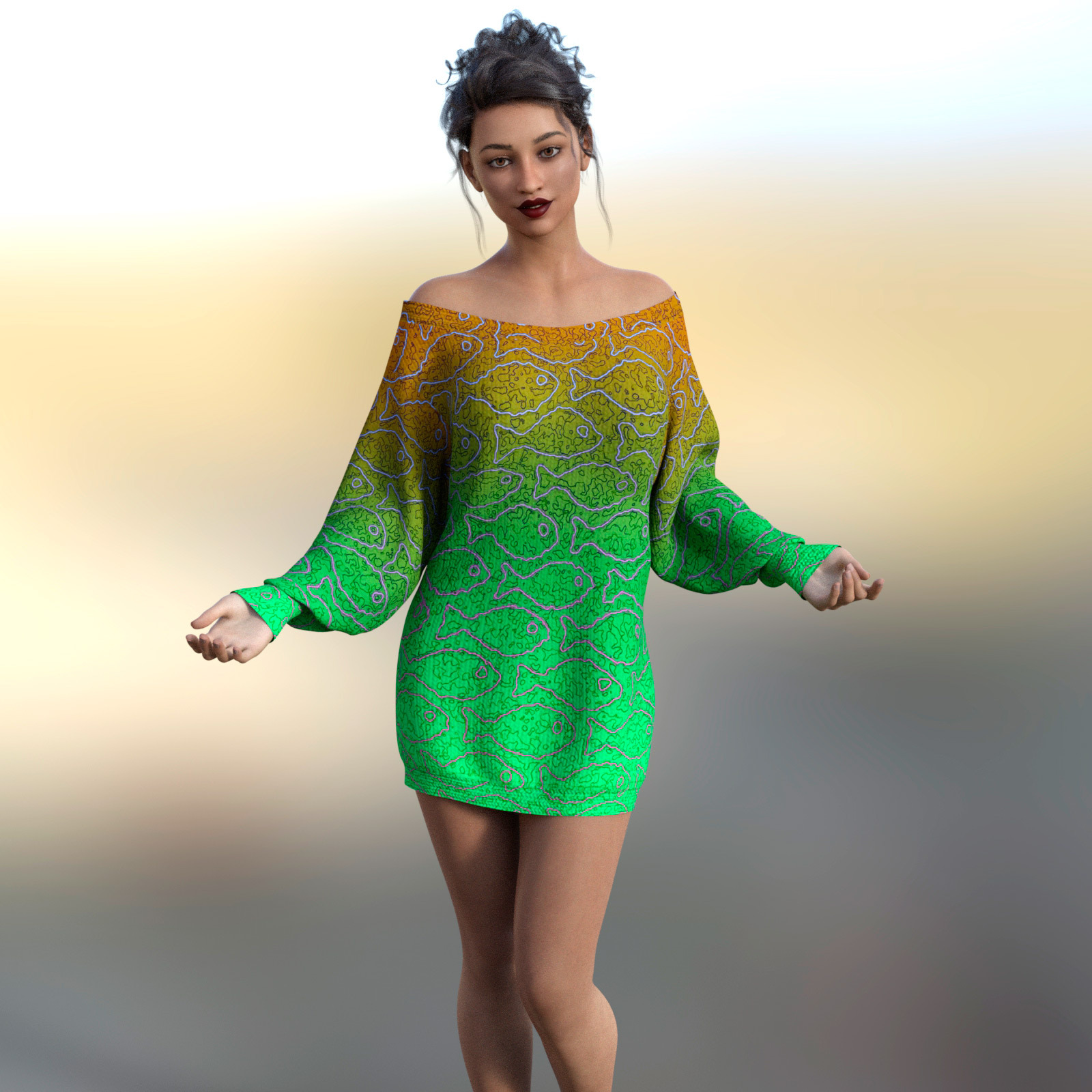 Night Rose for Roxy Sweatshirt Dress for G8Fx | Daz 3D