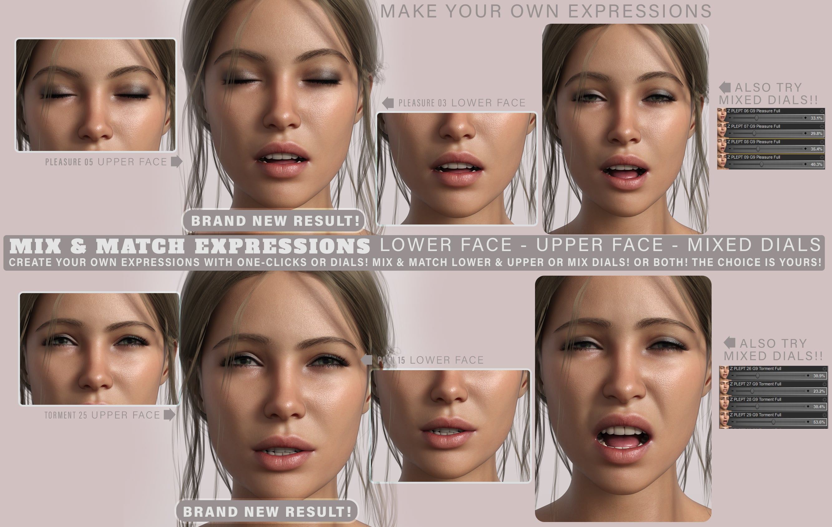 Z Pleasure Pain and Torment Mix and Match Expressions for Genesis 9 ...