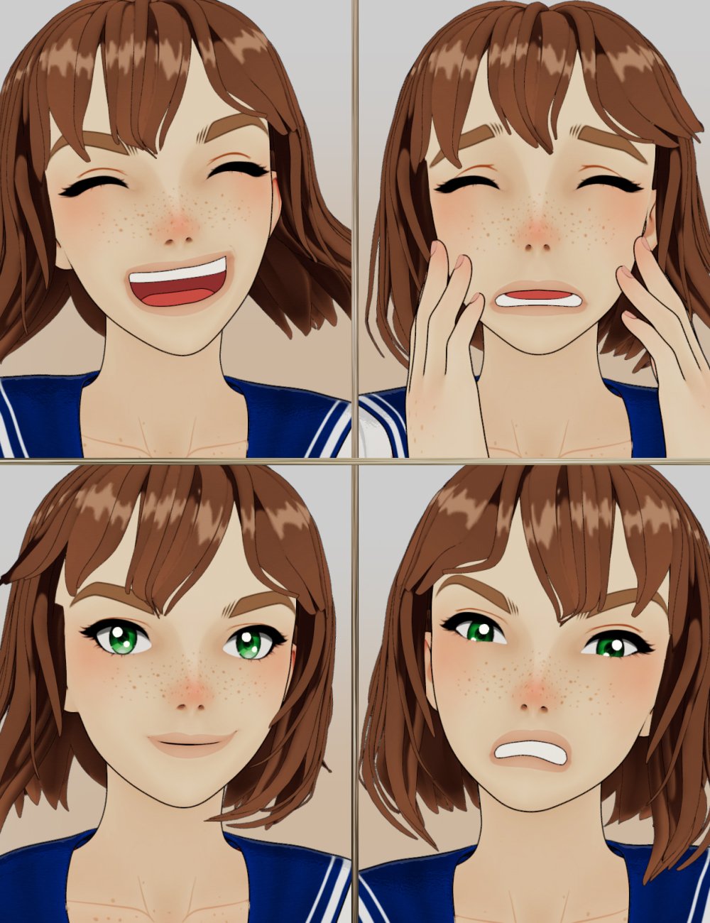 JW Her Anime Expressions for Vicky 9 by: JWolf, 3D Models by Daz 3D