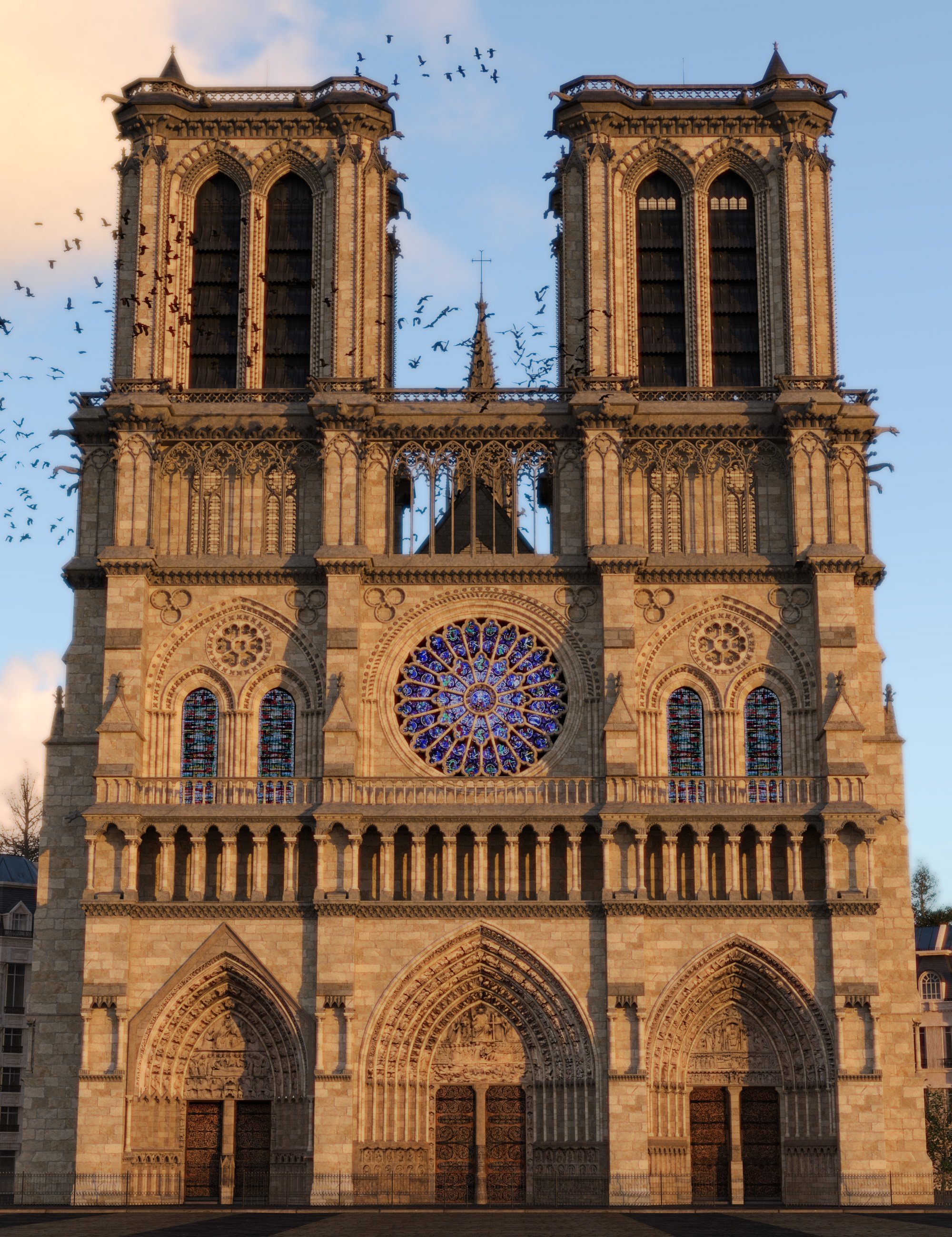 Notre Dame Cathedral Exterior by: The Alchemist, 3D Models by Daz 3D