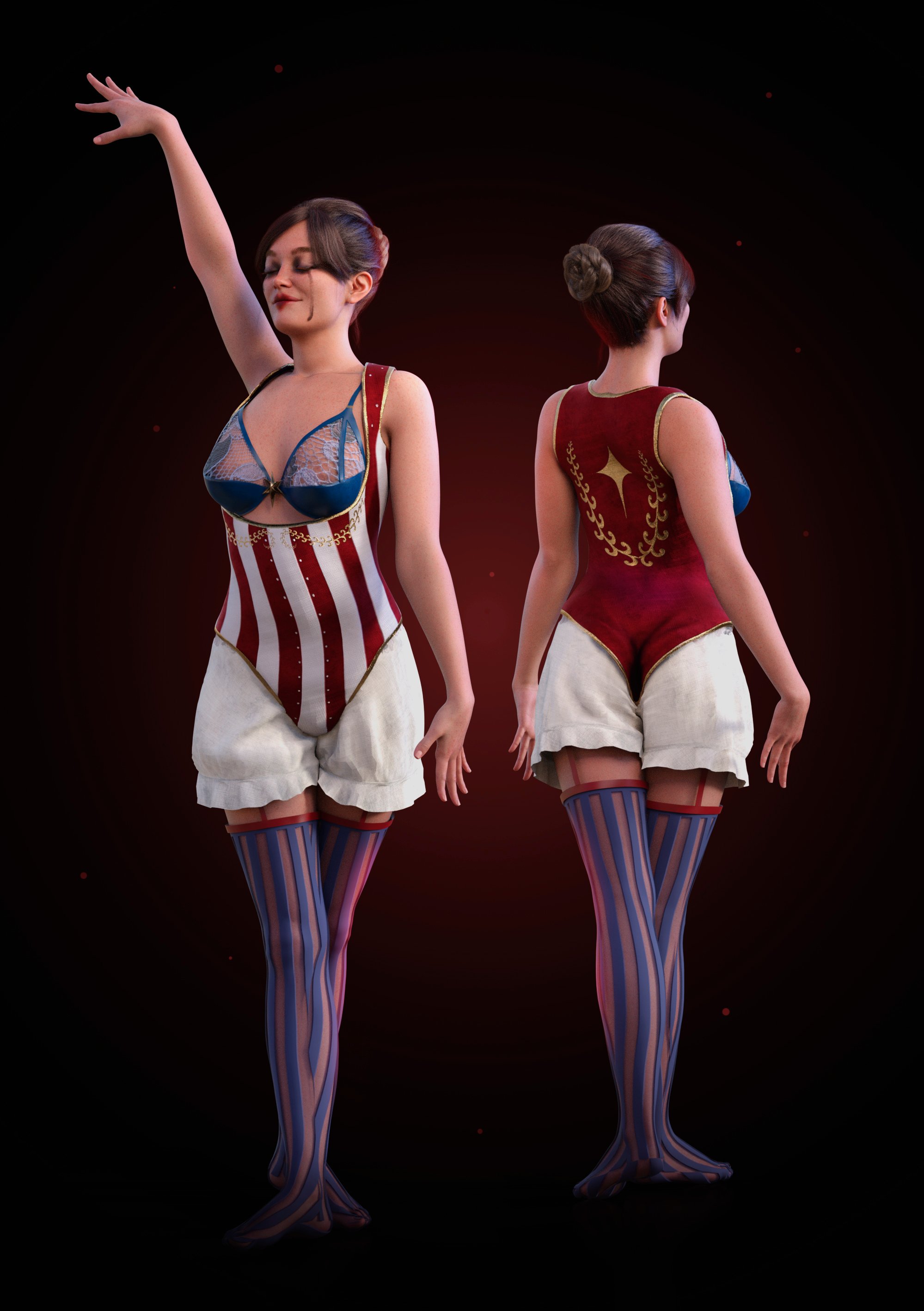 dForce LA Circus Outfit for Female Genesis 9 and 8