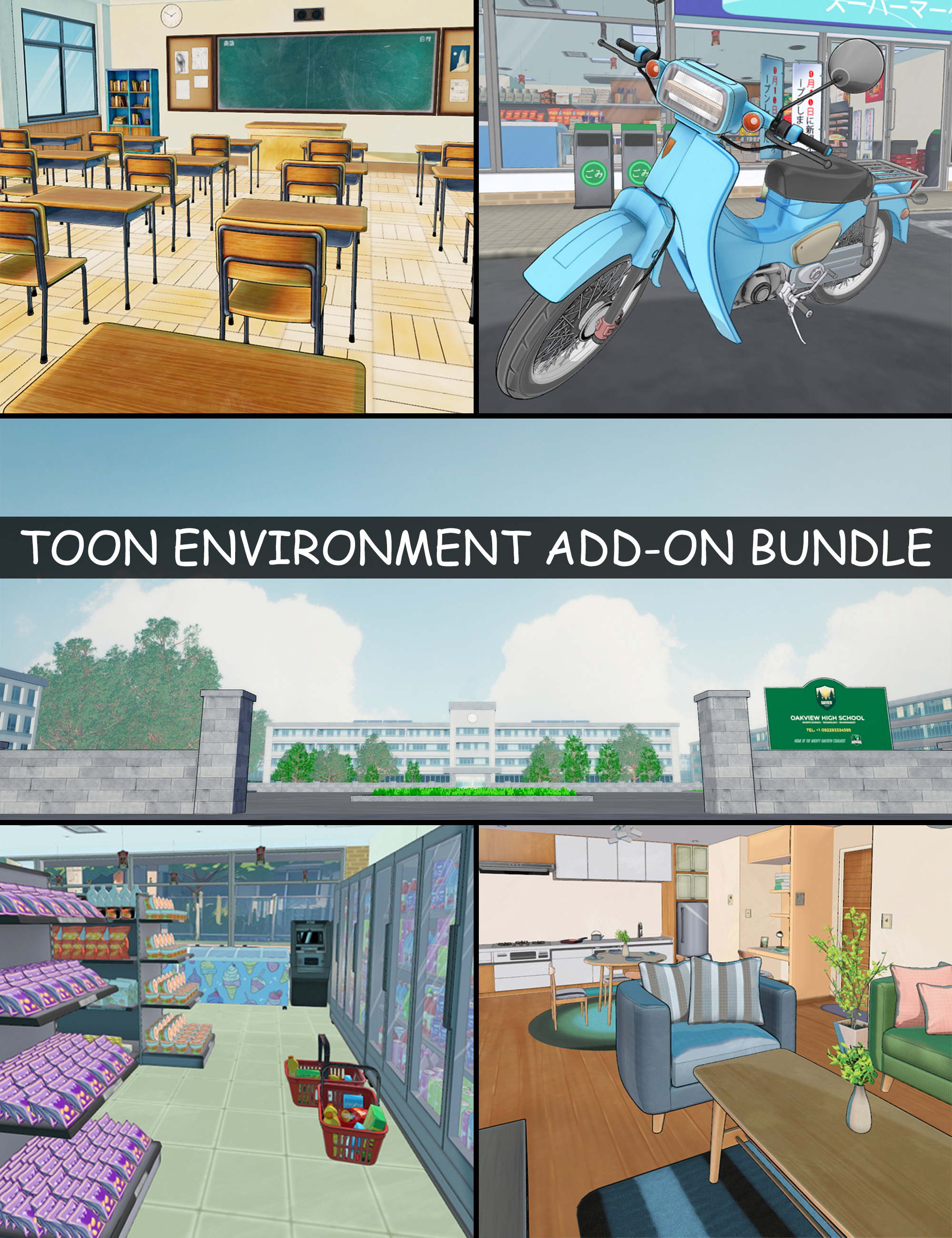 Toon Environment Add-On Bundle by: , 3D Models by Daz 3D