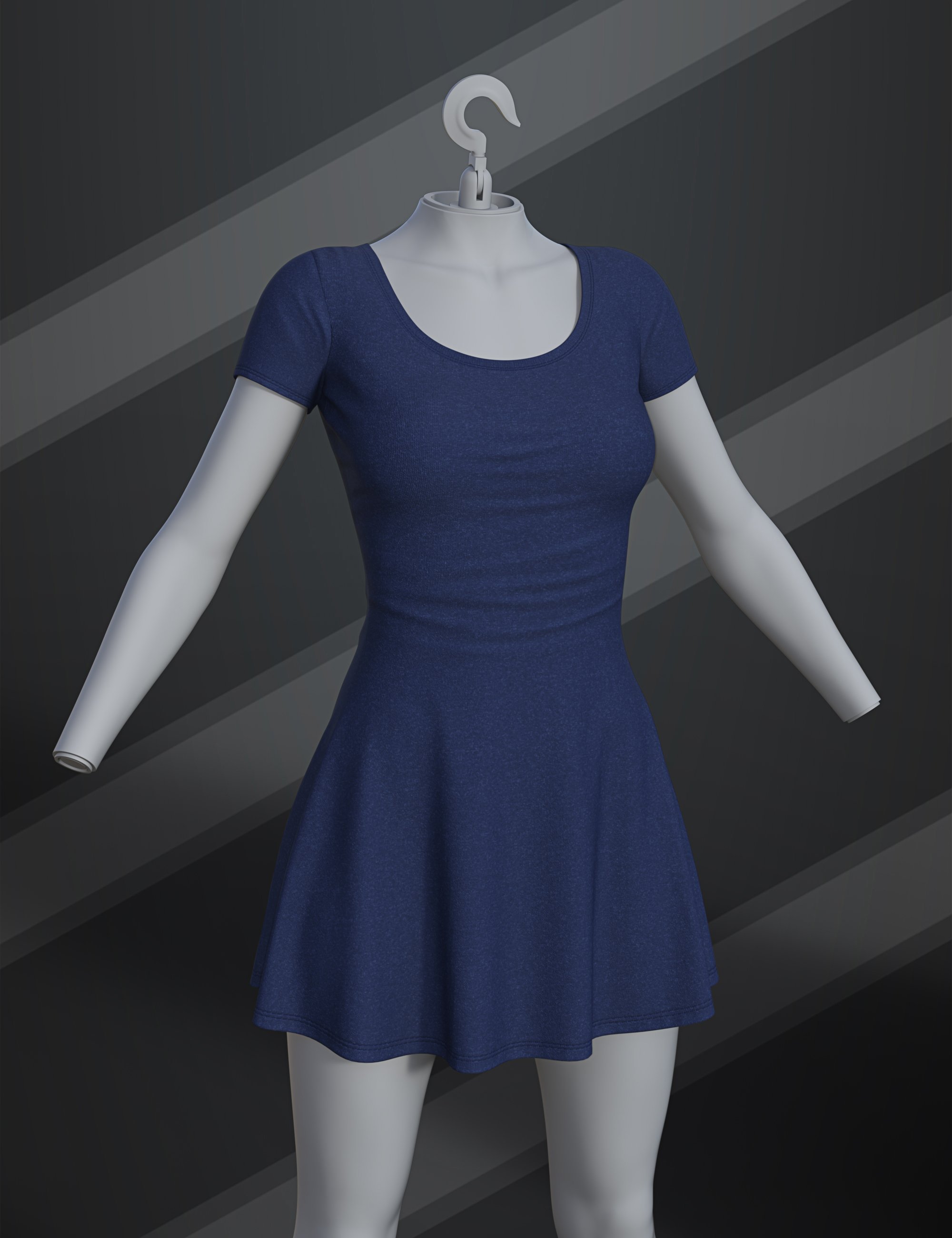 dForce SU Short Sleeve Dress for Genesis 9, 8.1, and 8 Female by: Sue Yee, 3D Models by Daz 3D