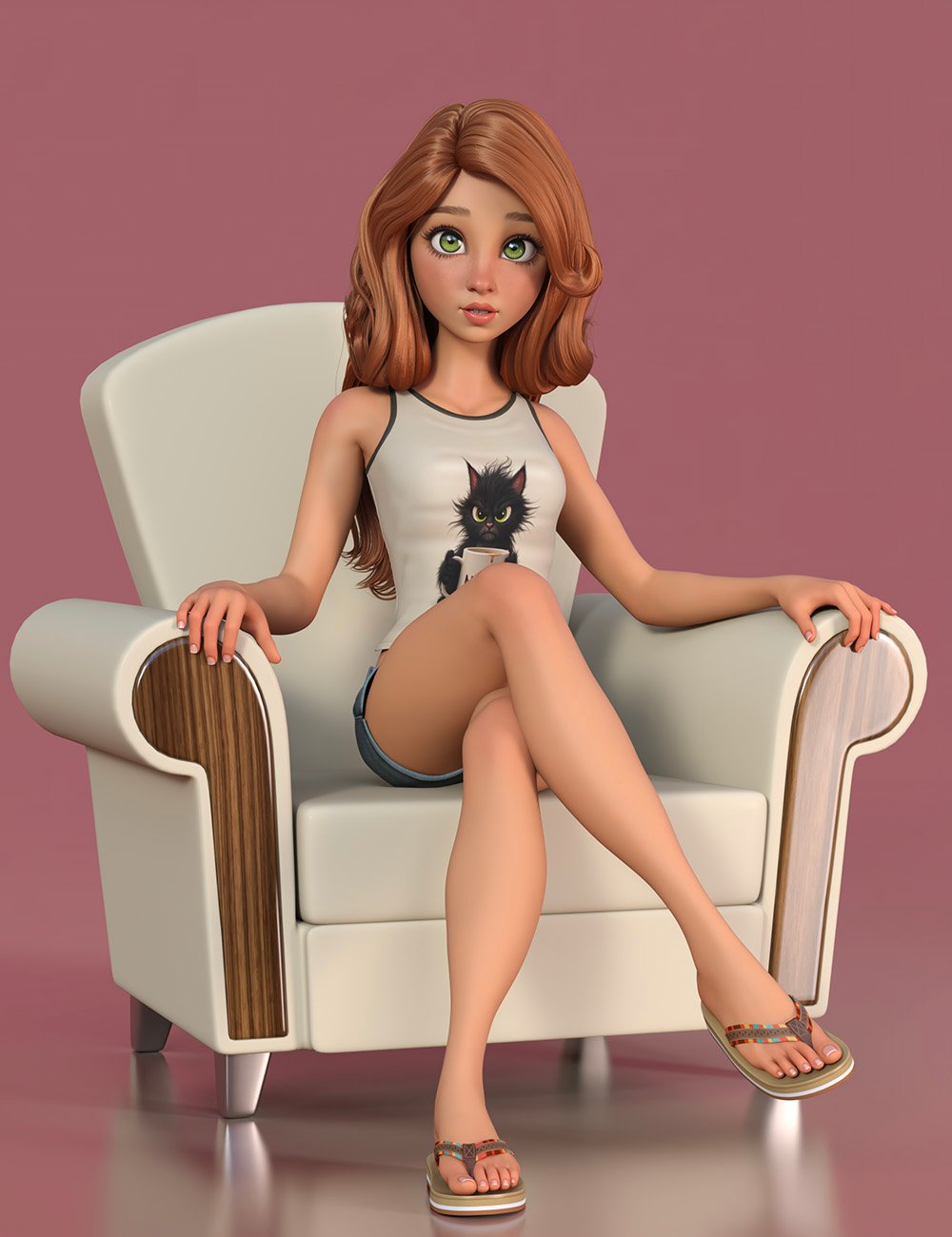 Cartoon Adult Female 2 Character, Hair, and Outfit for Genesis 9 by: 3D Universe, 3D Models by Daz 3D