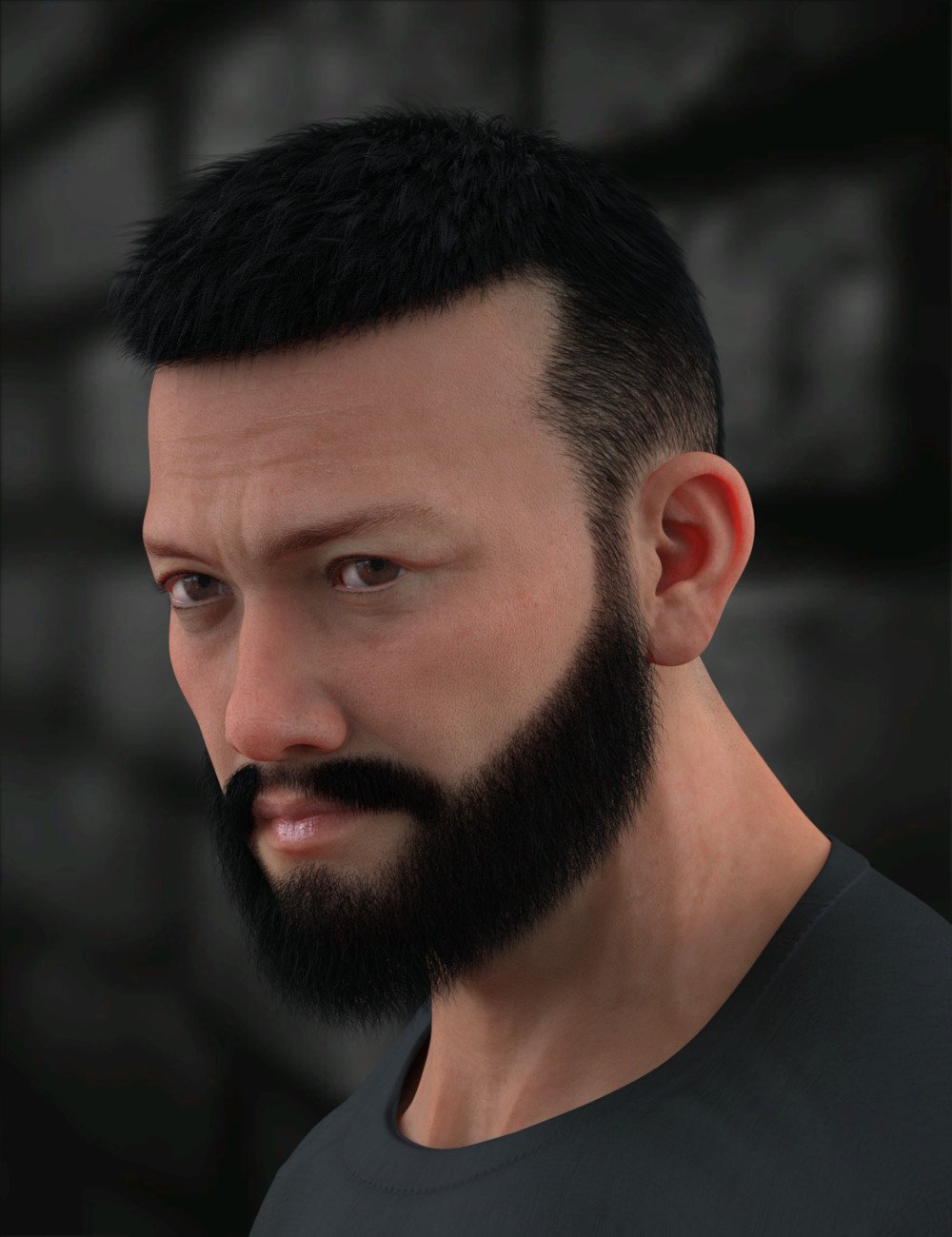 Short Fade Hair and Rugged Beard for Genesis 9 by: Soto, 3D Models by Daz 3D