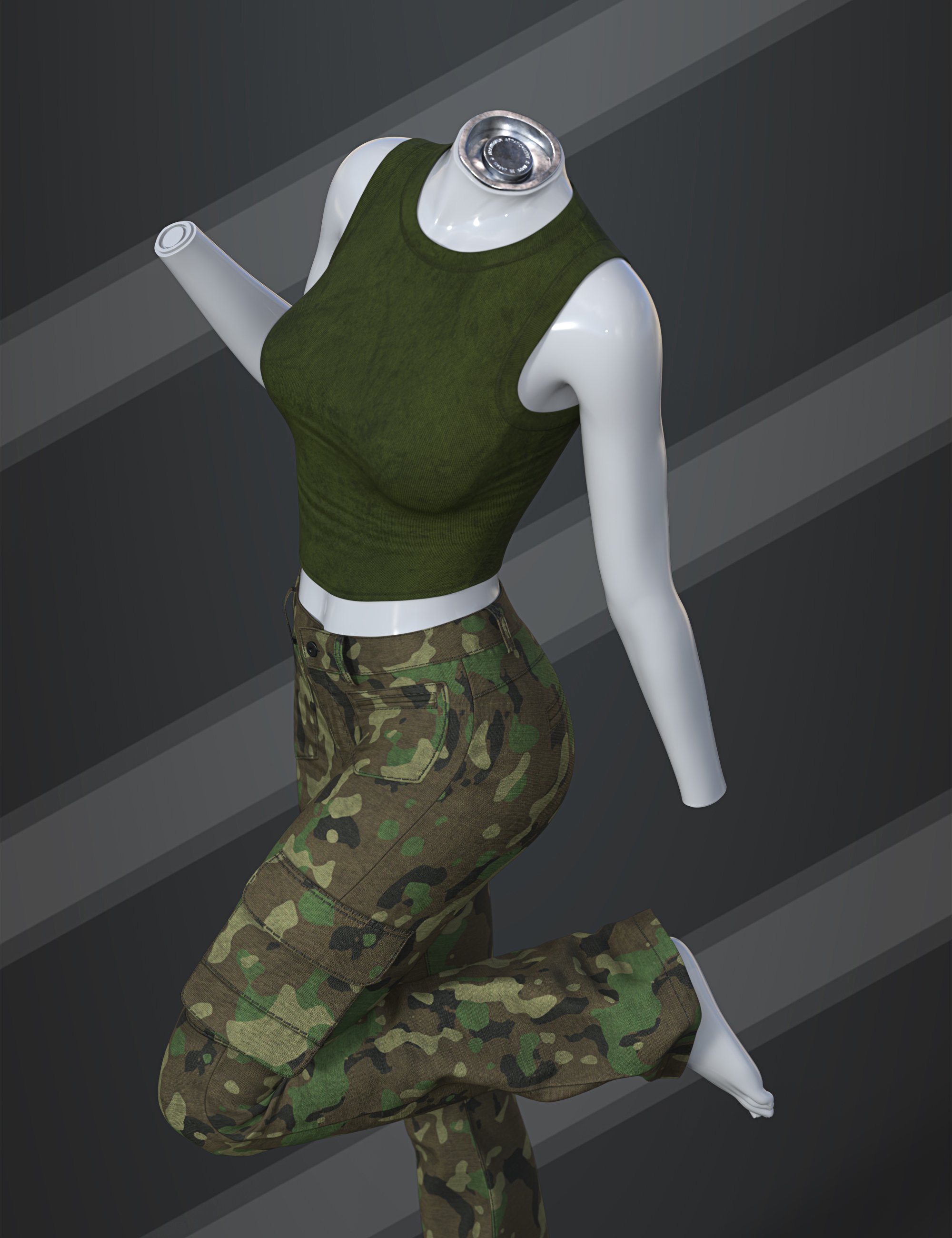 dForce SU Urban Military Outfit for Genesis 9, 8.1, and 8 Female by: Sue Yee, 3D Models by Daz 3D