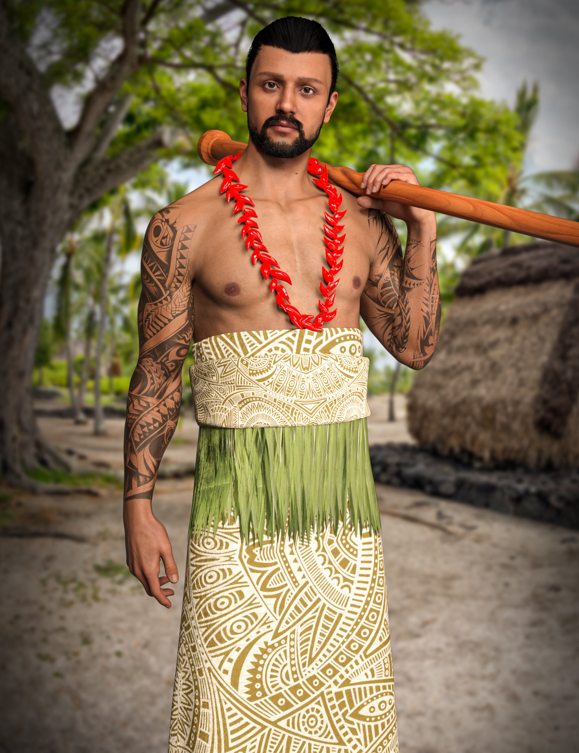 AH dForce Samoan Outfit For Genesis 9 by: Aesthetic House, 3D Models by Daz 3D