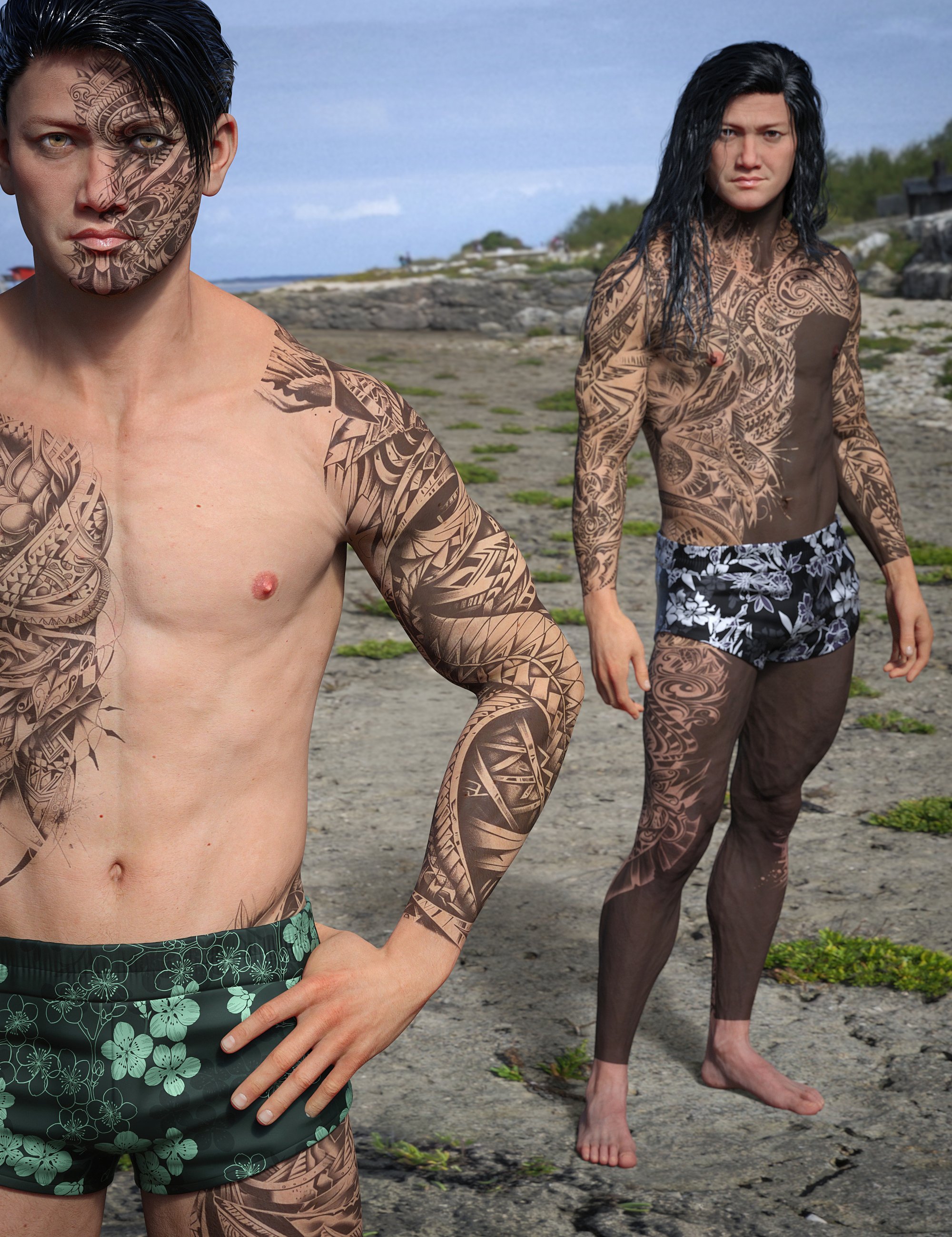 Tatau Tribal Tattoo Collection 1 for Genesis 9 by: , 3D Models by Daz 3D