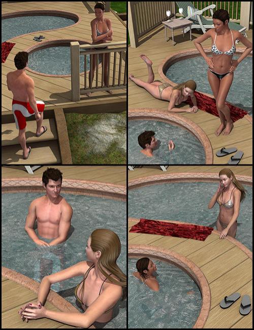 Hot Tub Poses by: Digiport, 3D Models by Daz 3D