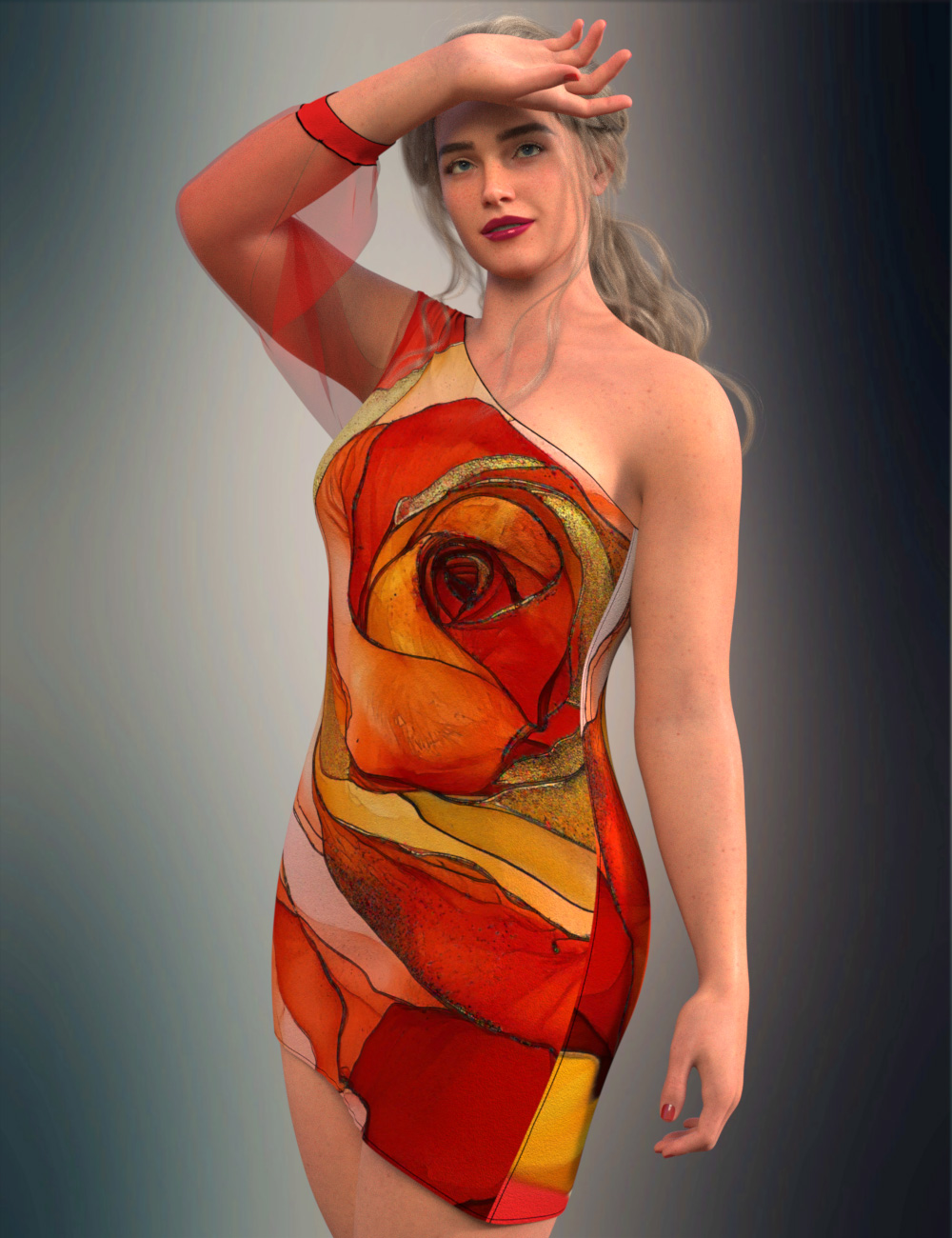 DNA dForce Aria Dress for Genesis 9 by: Donnena, 3D Models by Daz 3D