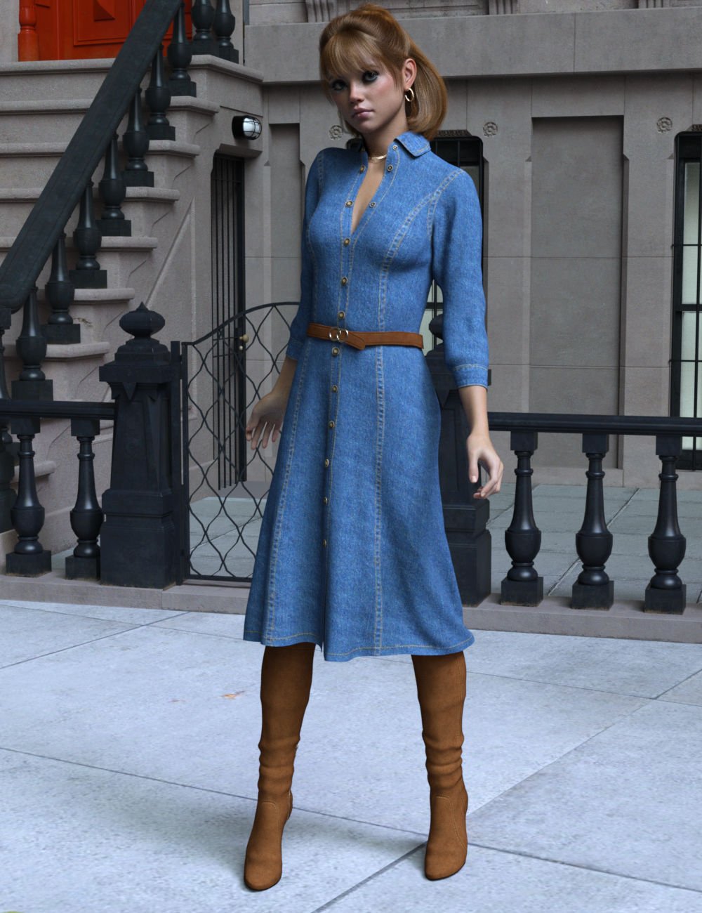 dForce Kendall Outfit for Genesis 9 by: WildDesignsPandyGirl, 3D Models by Daz 3D