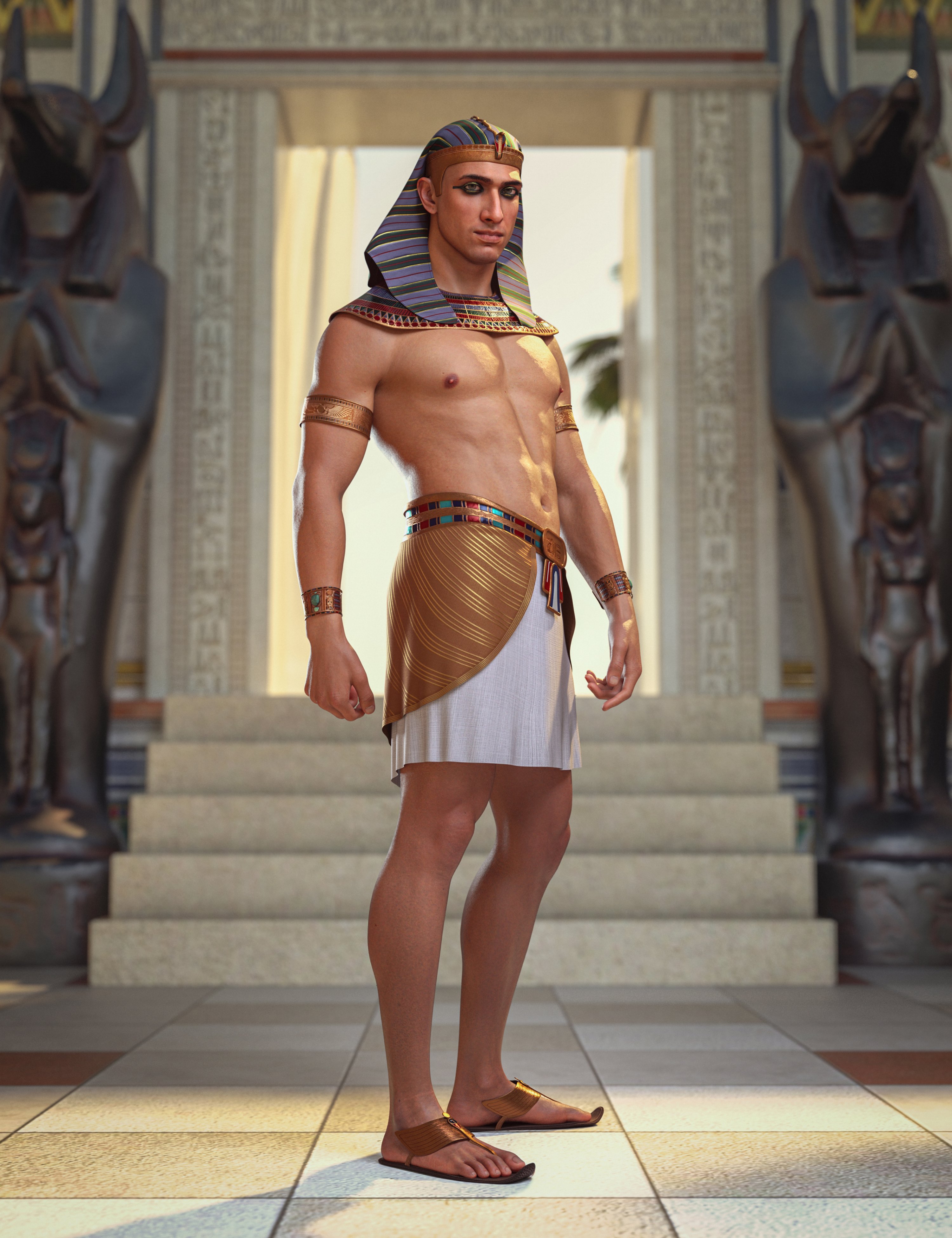 dForce Lowland Pharaoh Outfit for Genesis 9 by: Faber Inc, 3D Models by Daz 3D