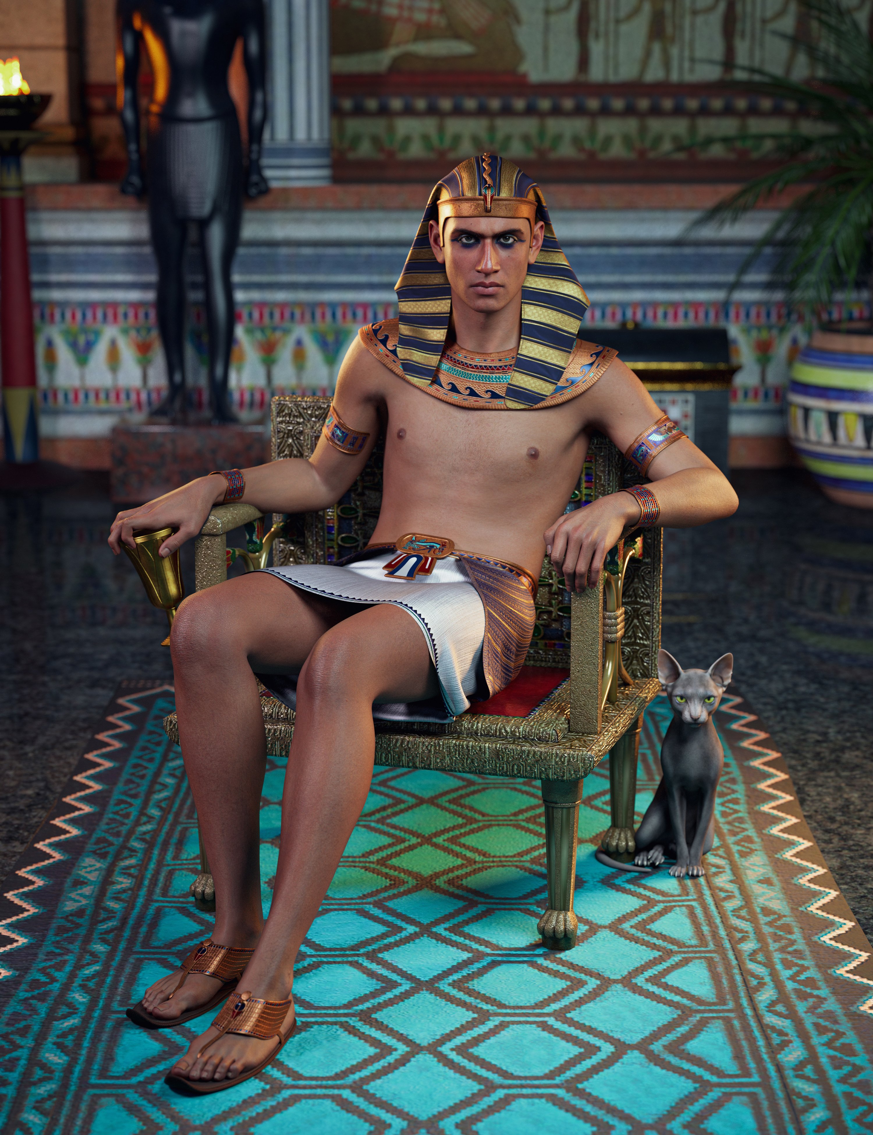 dForce Lowland Pharaoh Textures Add-on for Genesis 9 by: Faber Inc, 3D Models by Daz 3D