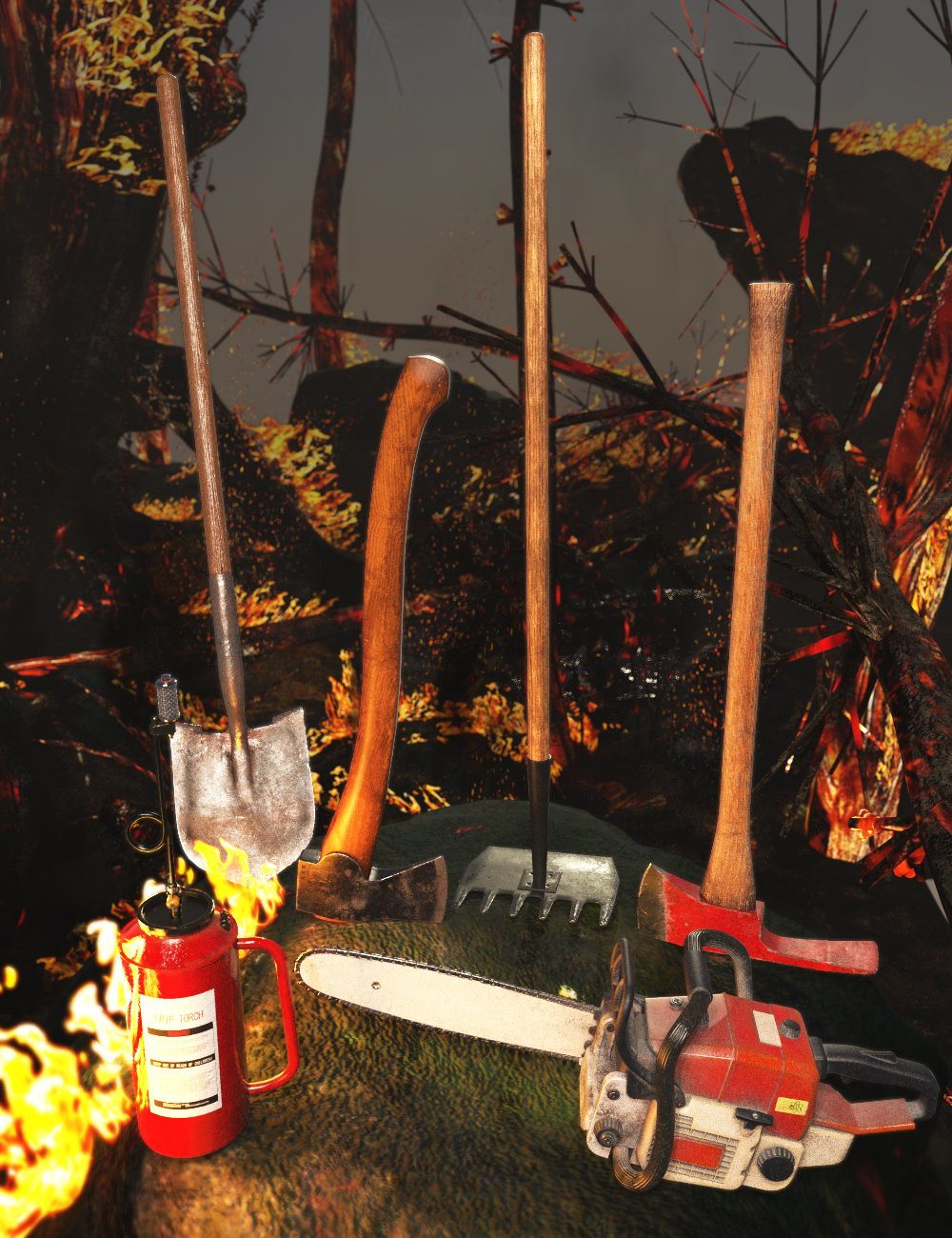 XI Forest Fire Tools by: Xivon, 3D Models by Daz 3D