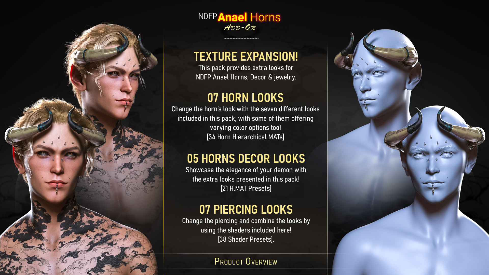 FP Anael Horns Texture Add-On for Genesis 9 | Daz 3D