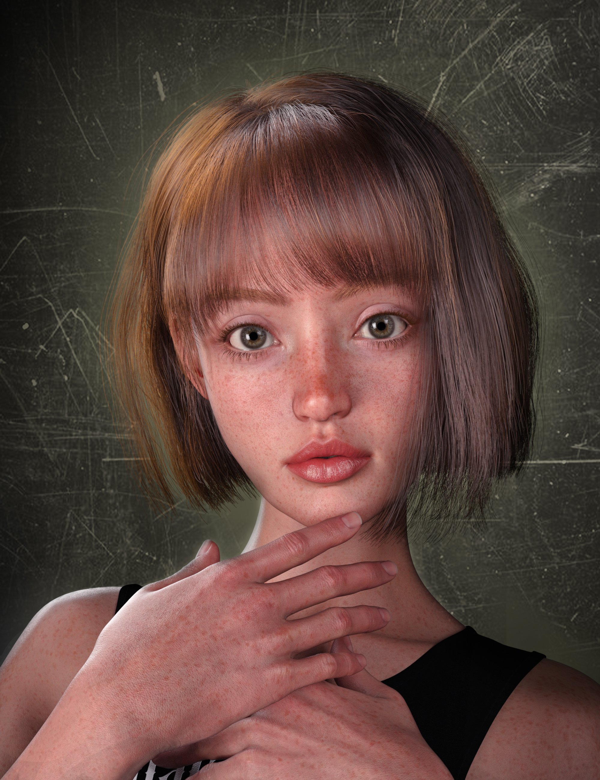dForce FE Strand-Based Bubble Bob Hair for Genesis 9 by: FeSoul, 3D Models by Daz 3D