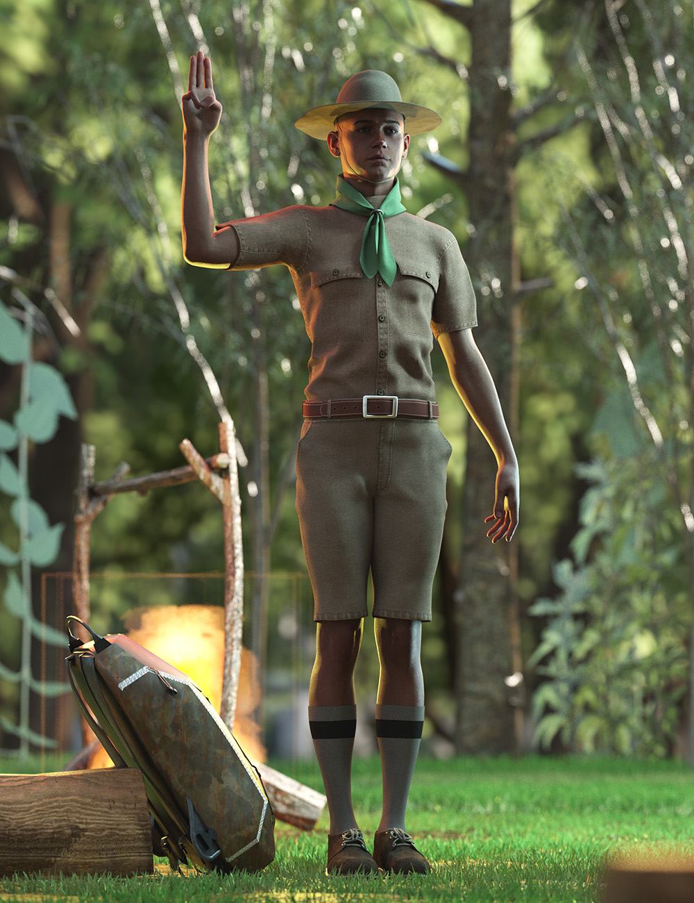 Camping Time Poses for Dain 9 Young Adult and Genesis 9 Base by: Ensary, 3D Models by Daz 3D