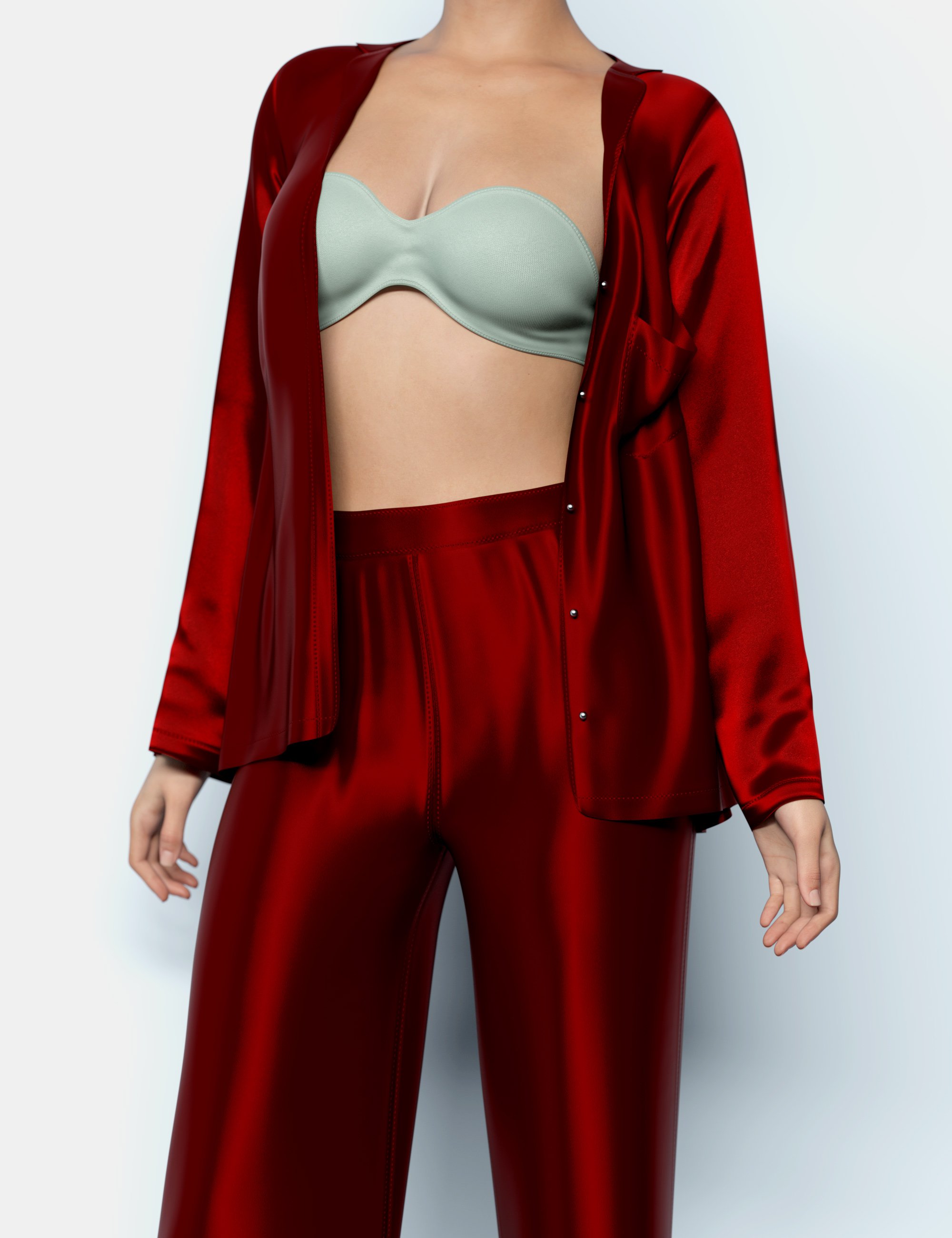 dForce Long Satin Pyjama Outfit for Genesis 9 by: outoftouch, 3D Models by Daz 3D