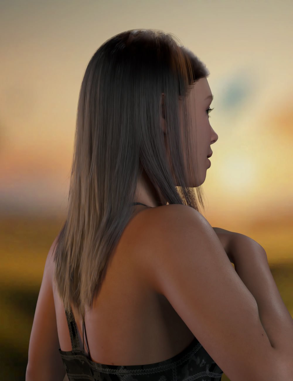 ATG Ear-Tucked Long Straight Hair for Genesis 9 by: atrilliongames, 3D Models by Daz 3D