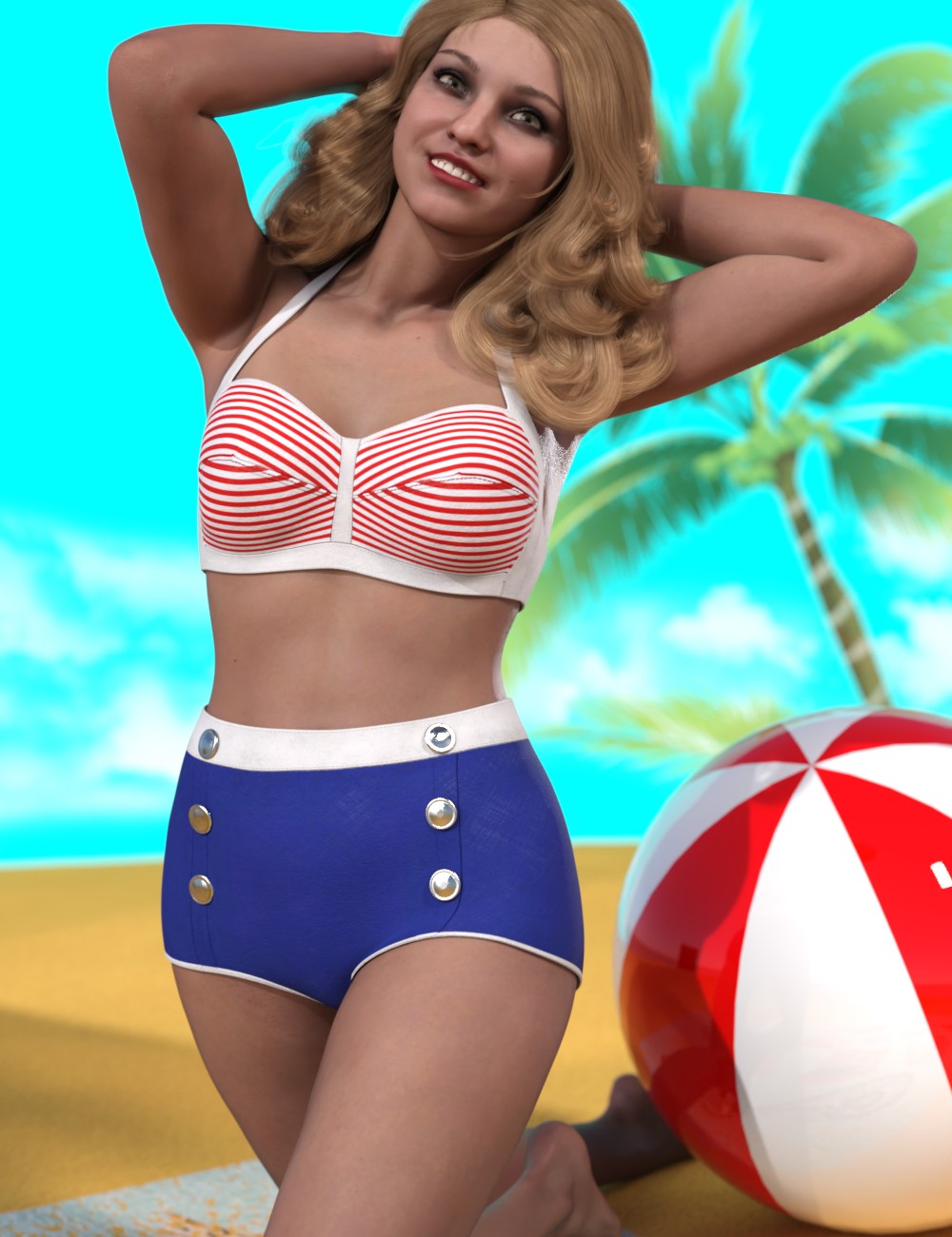 dForce Rockabilly Swim for Genesis 9 and Genesis 8 Female by: Chris Cox, 3D Models by Daz 3D