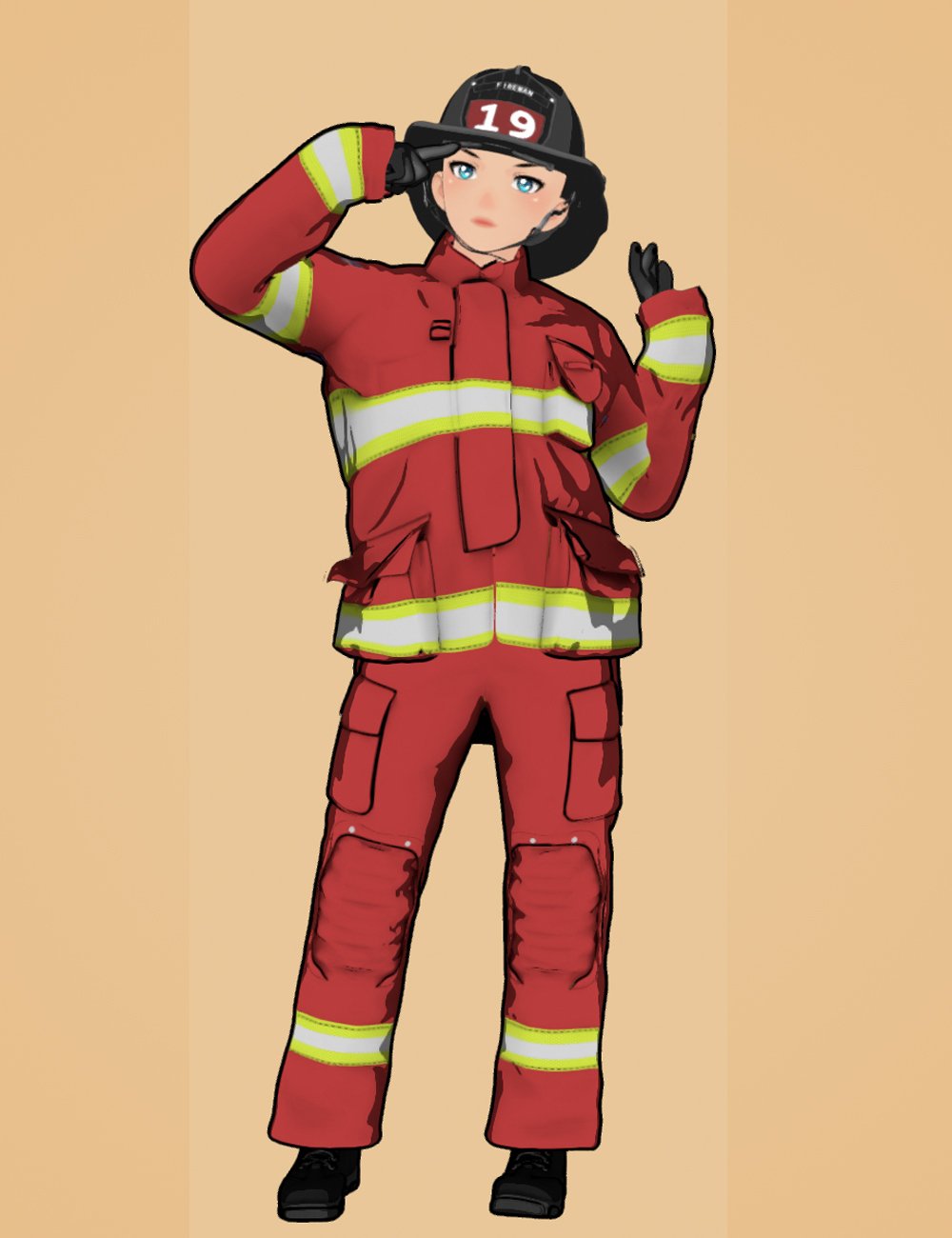 KuJ Firefighter Suit Toon For Genesis 9 by: Kujira, 3D Models by Daz 3D