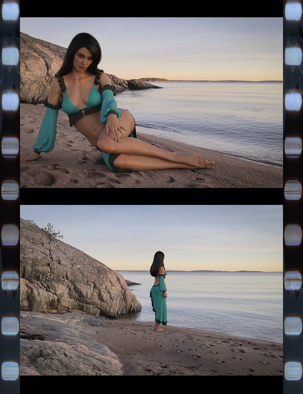 Video Backgrounds - Rocky Beach 01 and 02 by: Dreamlight, 3D Models by Daz 3D