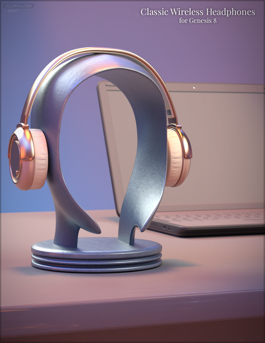 Classic Wireless Headphones for Genesis 8 and 8.1 Female and Males by: Color Galeria, 3D Models by Daz 3D