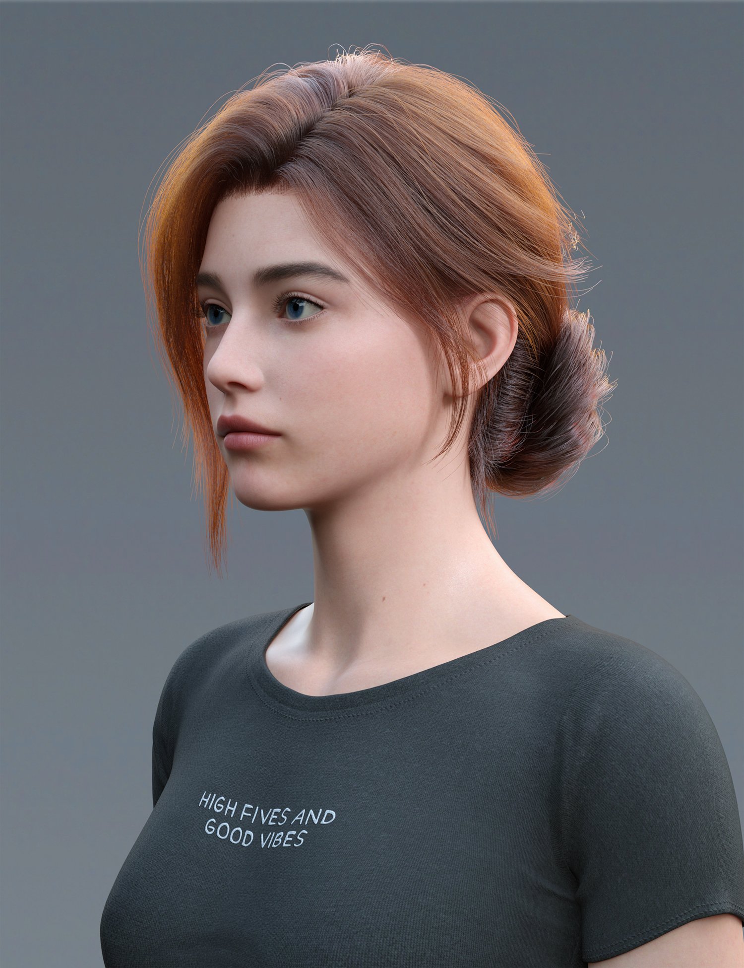 dForce BS Messy Updo Hair For Genesis 9 by: BirthStone, 3D Models by Daz 3D