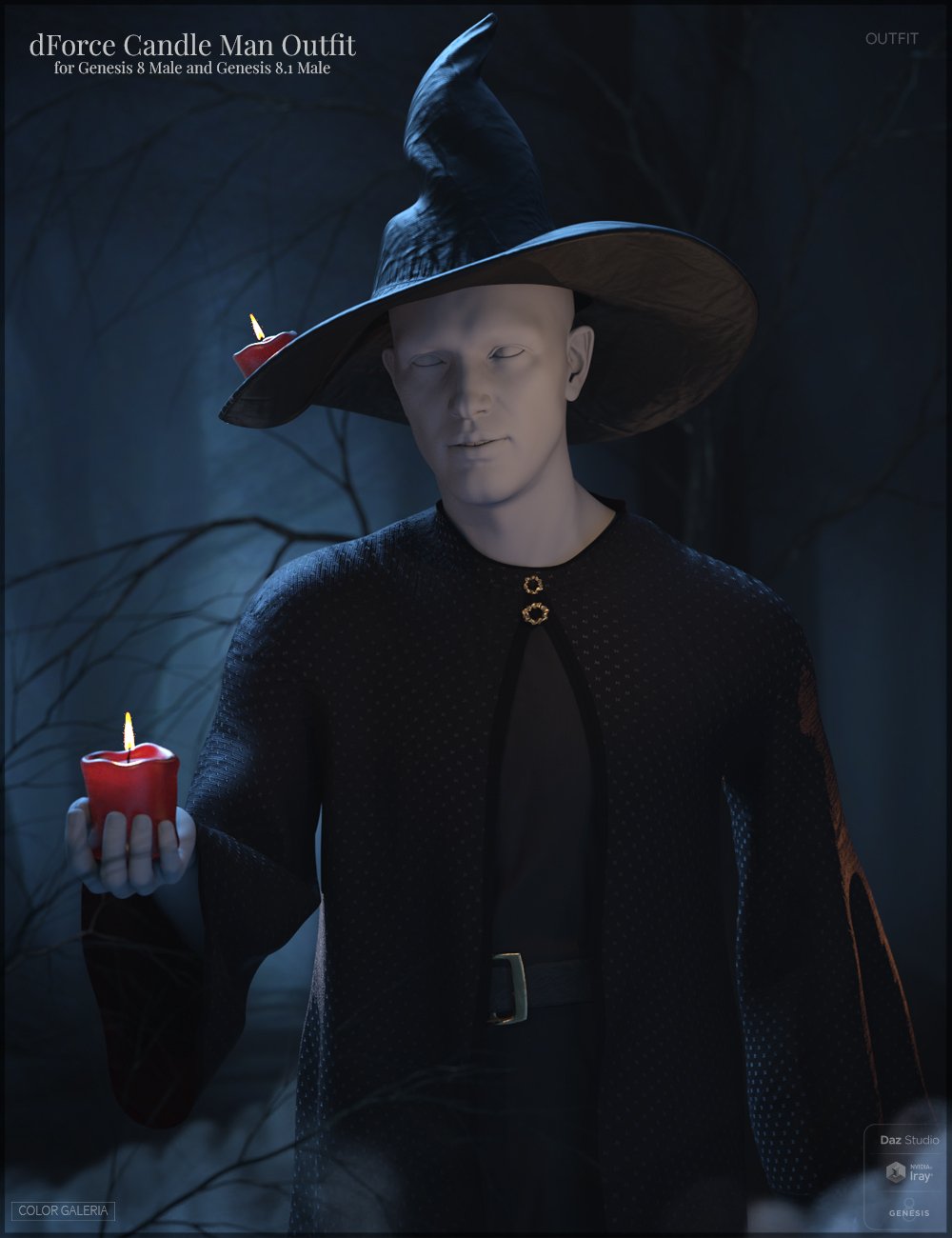 dForce Candle Man Outfit for Genesis 8 Male and Genesis 8.1 Male by: Color Galeria, 3D Models by Daz 3D