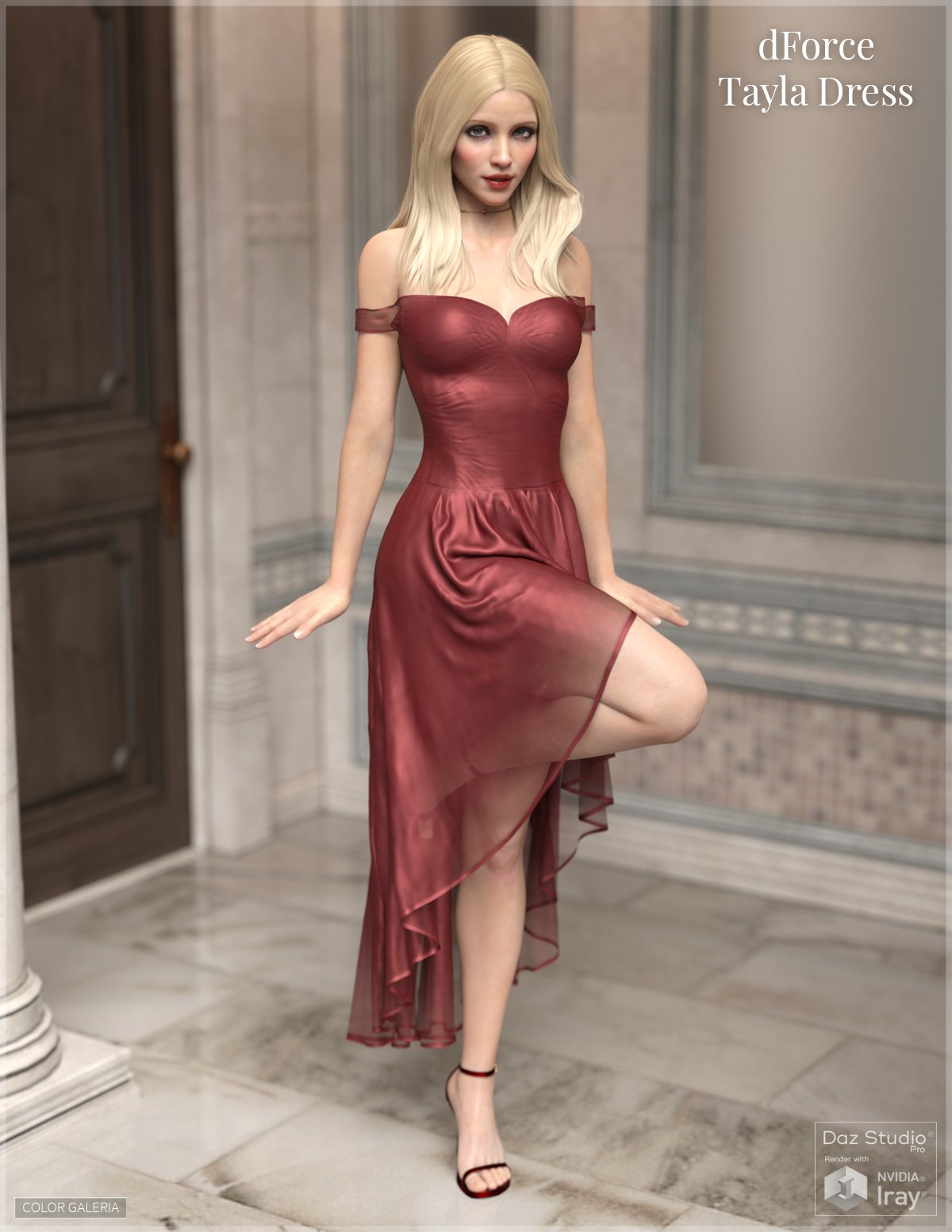 dForce - Tayla Dress for Genesis 8 Female by: Color Galeria, 3D Models by Daz 3D