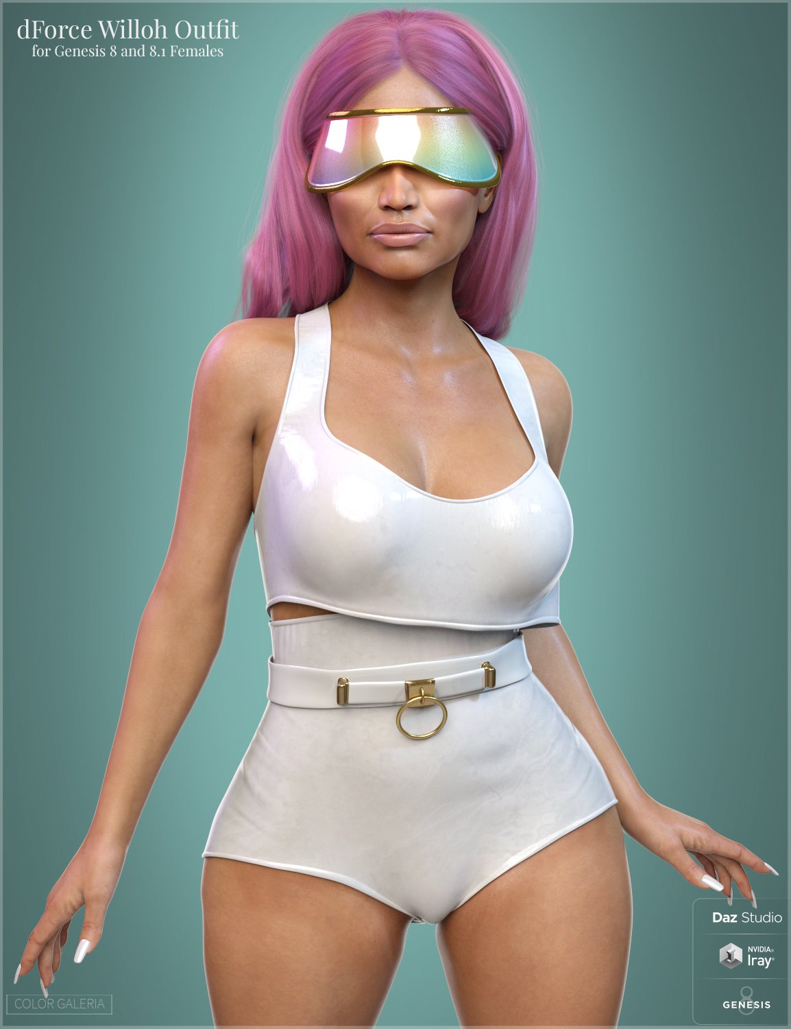 dForce Willoh Outfit  for Genesis 8 and 8.1 Females by: Color Galeria, 3D Models by Daz 3D