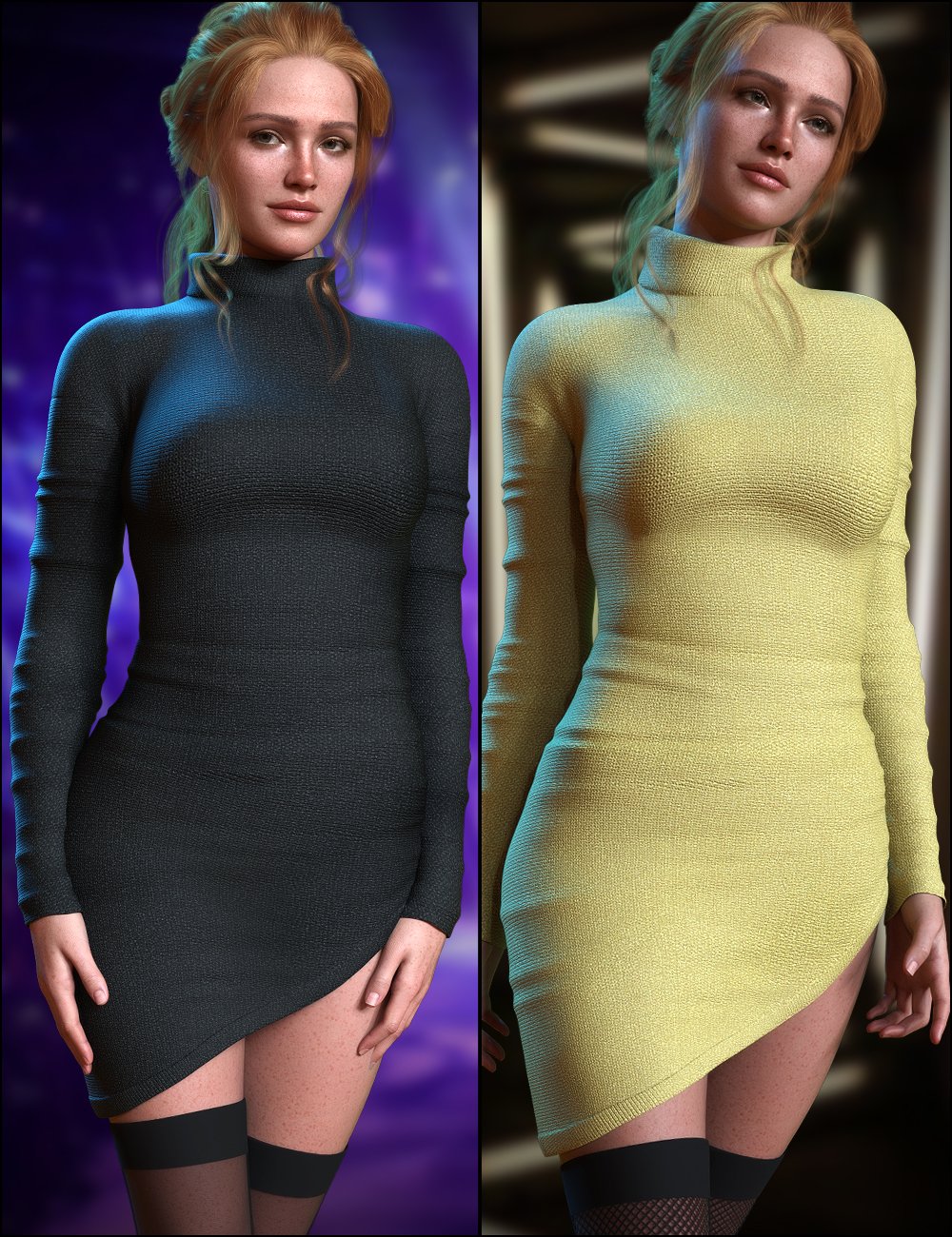 Sweater Dress Set for Genesis 9 by: Mytilus, 3D Models by Daz 3D