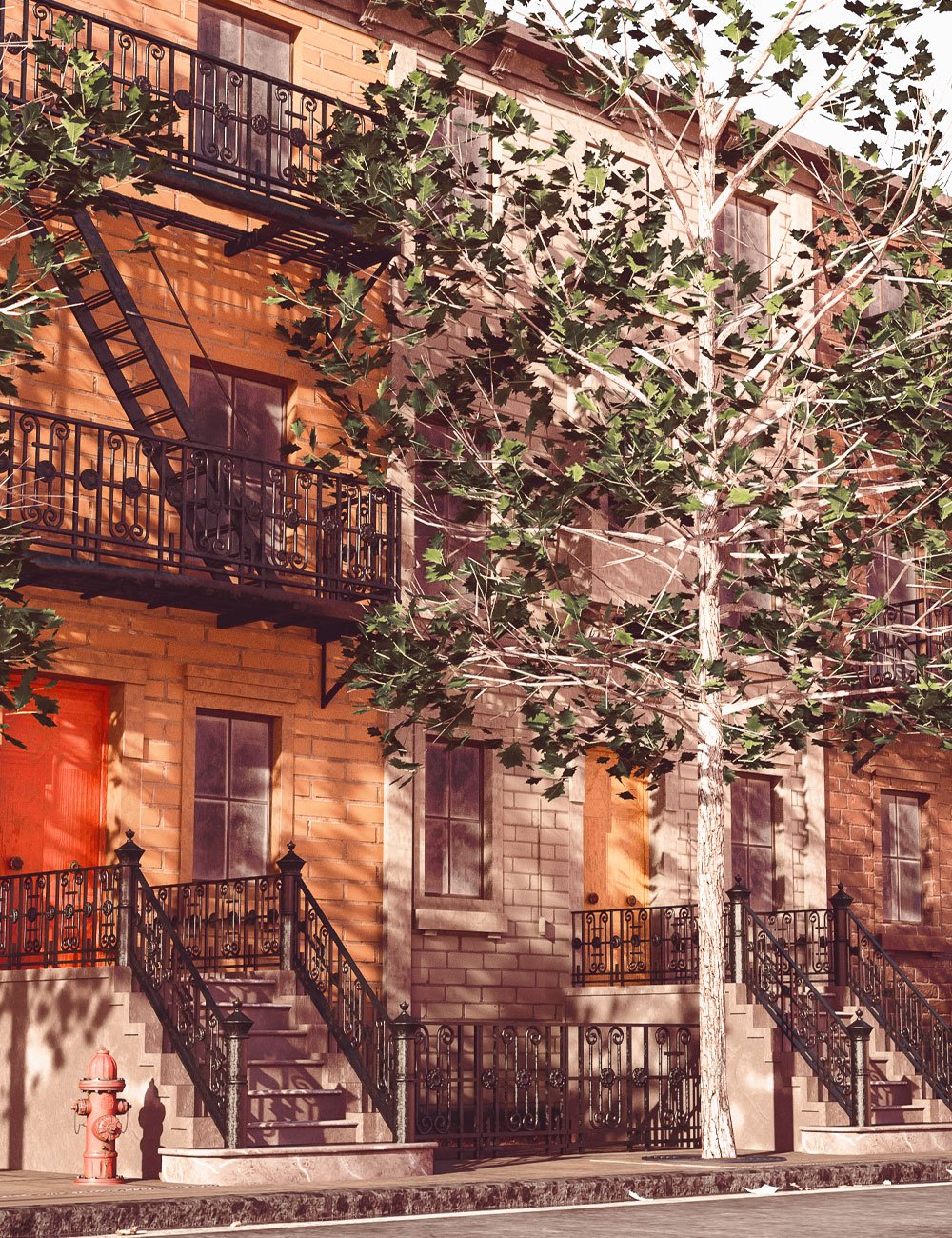 Brownstone Houses by: Ansiko, 3D Models by Daz 3D