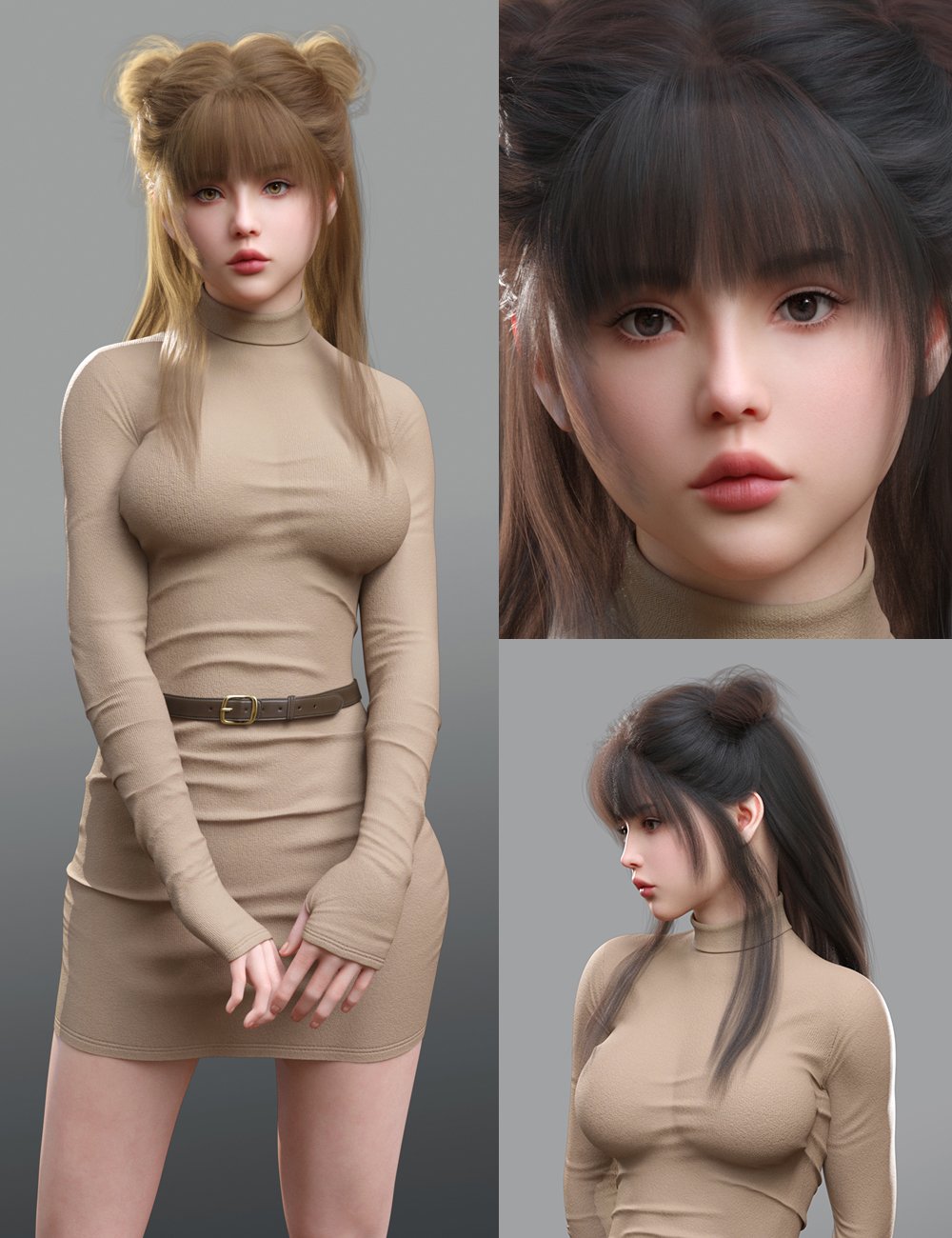 MB Corali Hair and MB Corali HD for Genesis 9 Feminine by: Magic Brush, 3D Models by Daz 3D