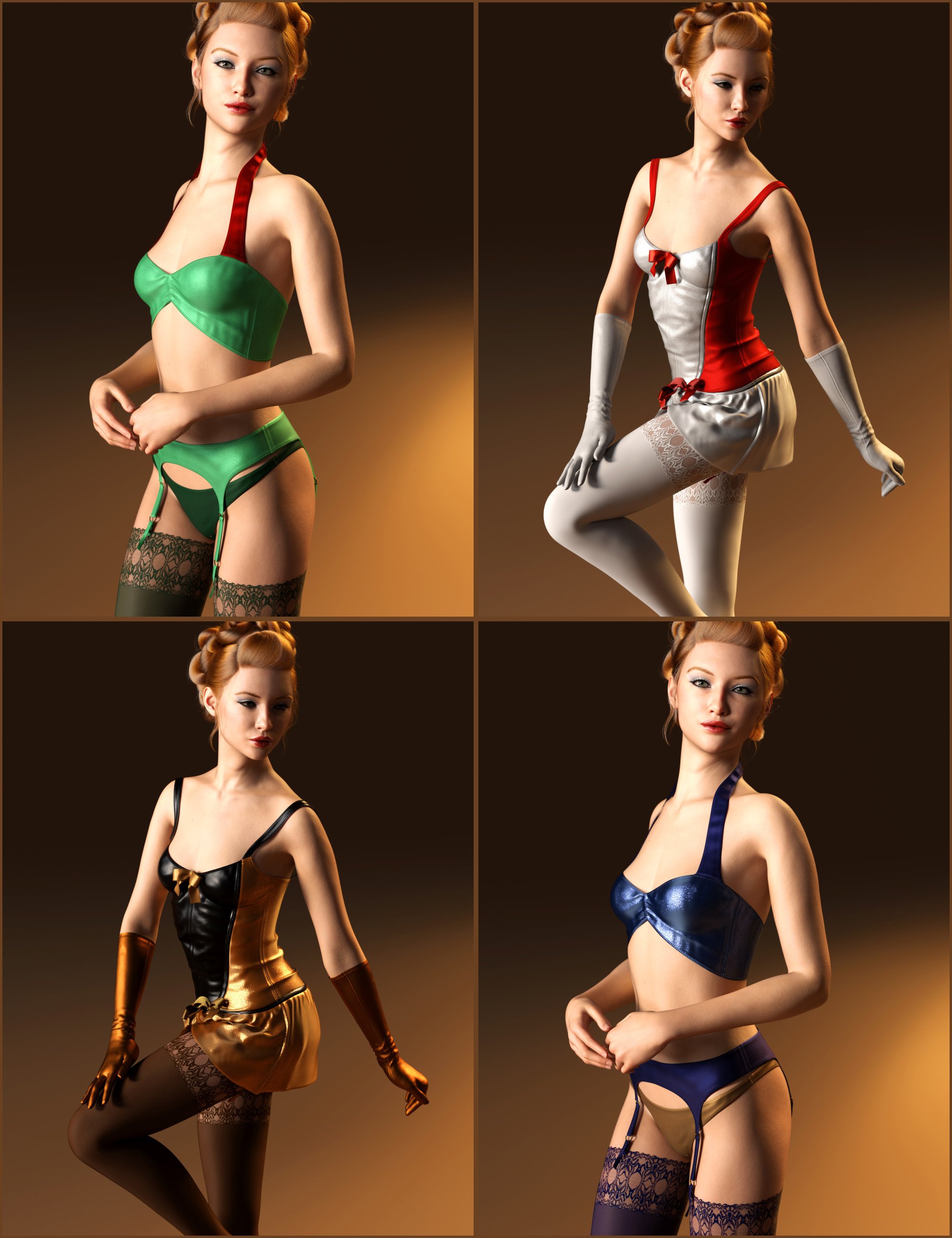 Style Expansion for dForce Multi-Style Burlesque Outfit for Genesis 9 by: outoftouch, 3D Models by Daz 3D